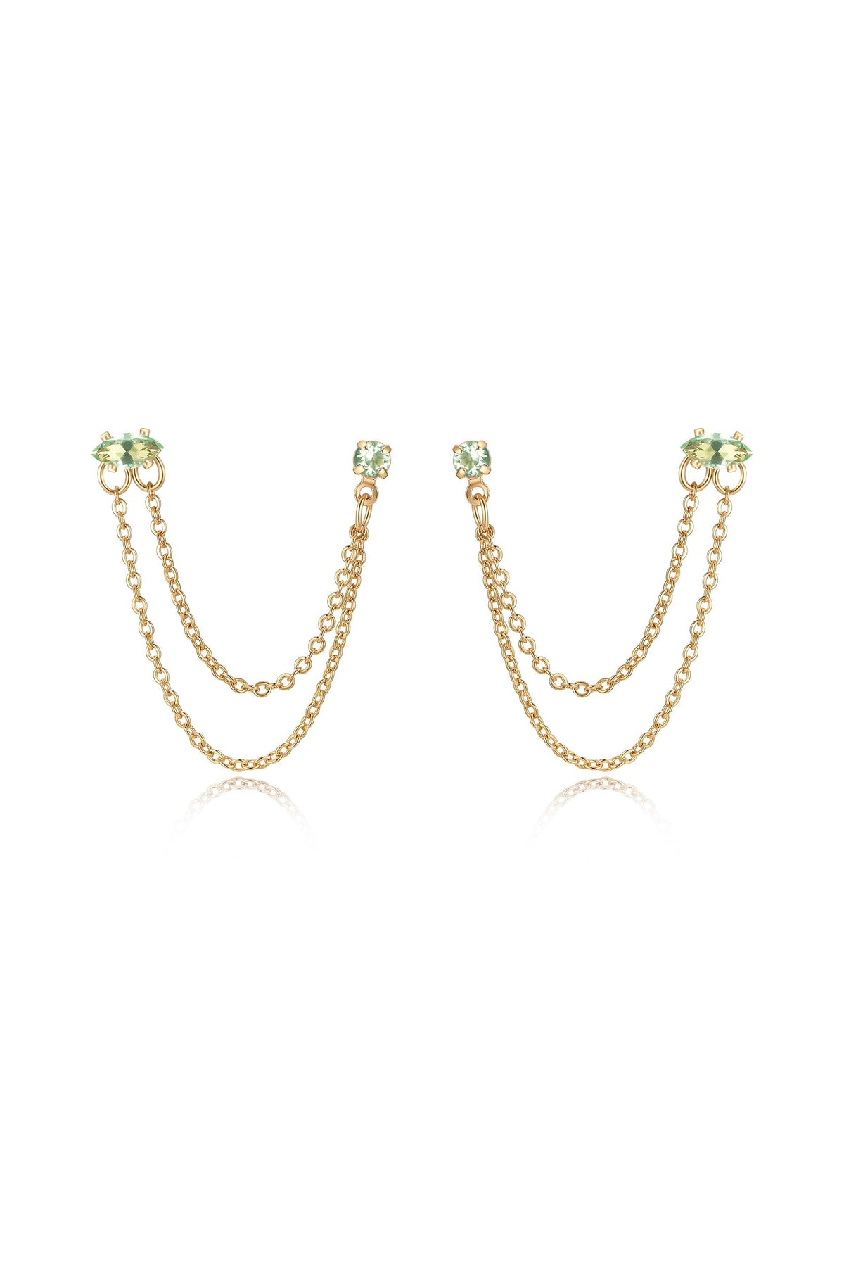 Double Piercing Chain Dangle Earrings