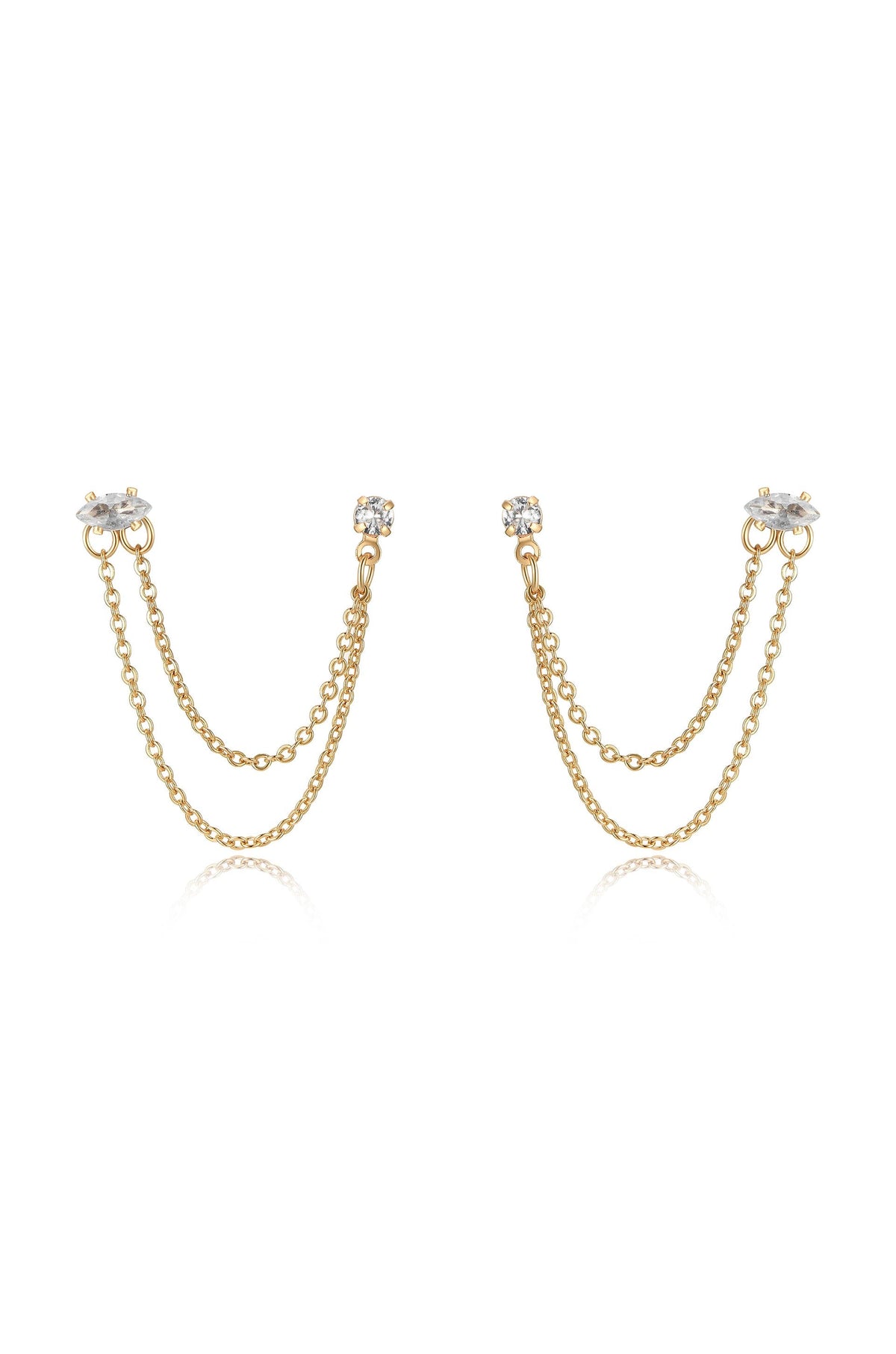 Double Piercing Chain Dangle Earrings