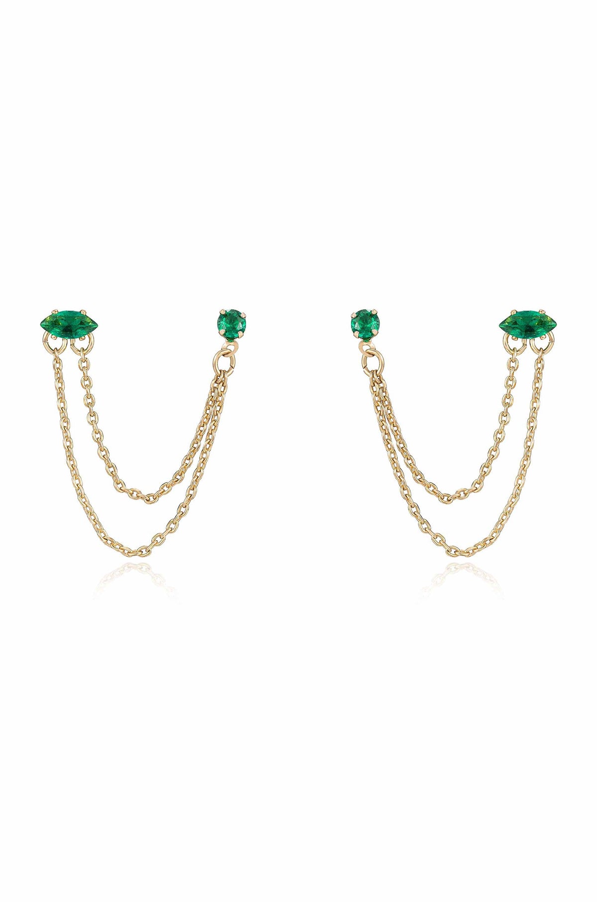 Double Piercing Chain Dangle Earrings