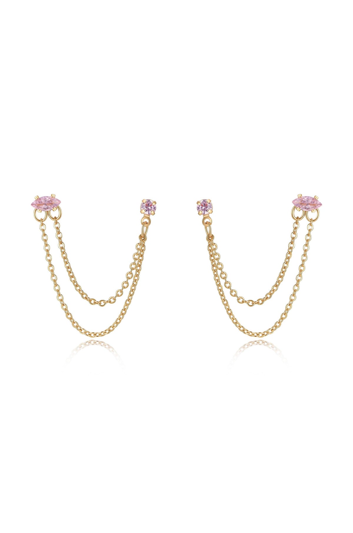 Double Piercing Chain Dangle Earrings
