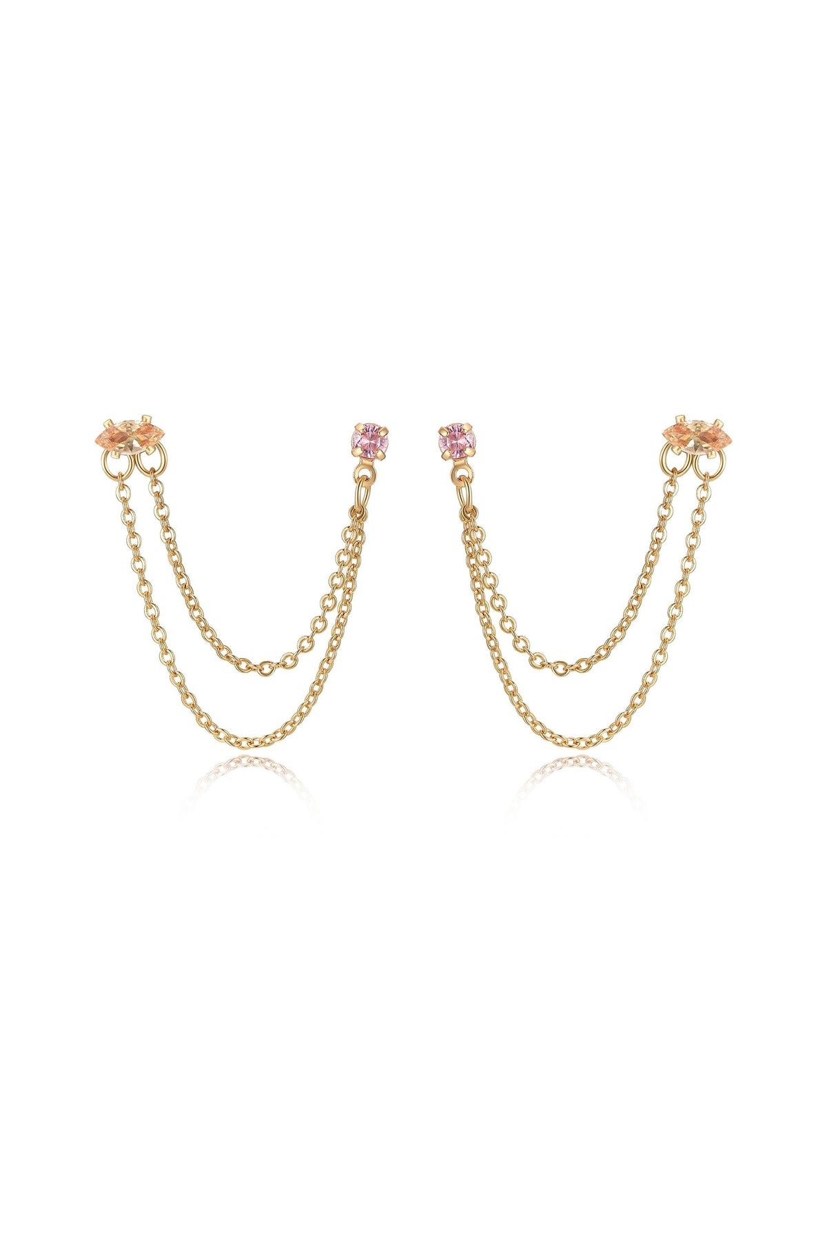 Double Piercing Chain Dangle Earrings