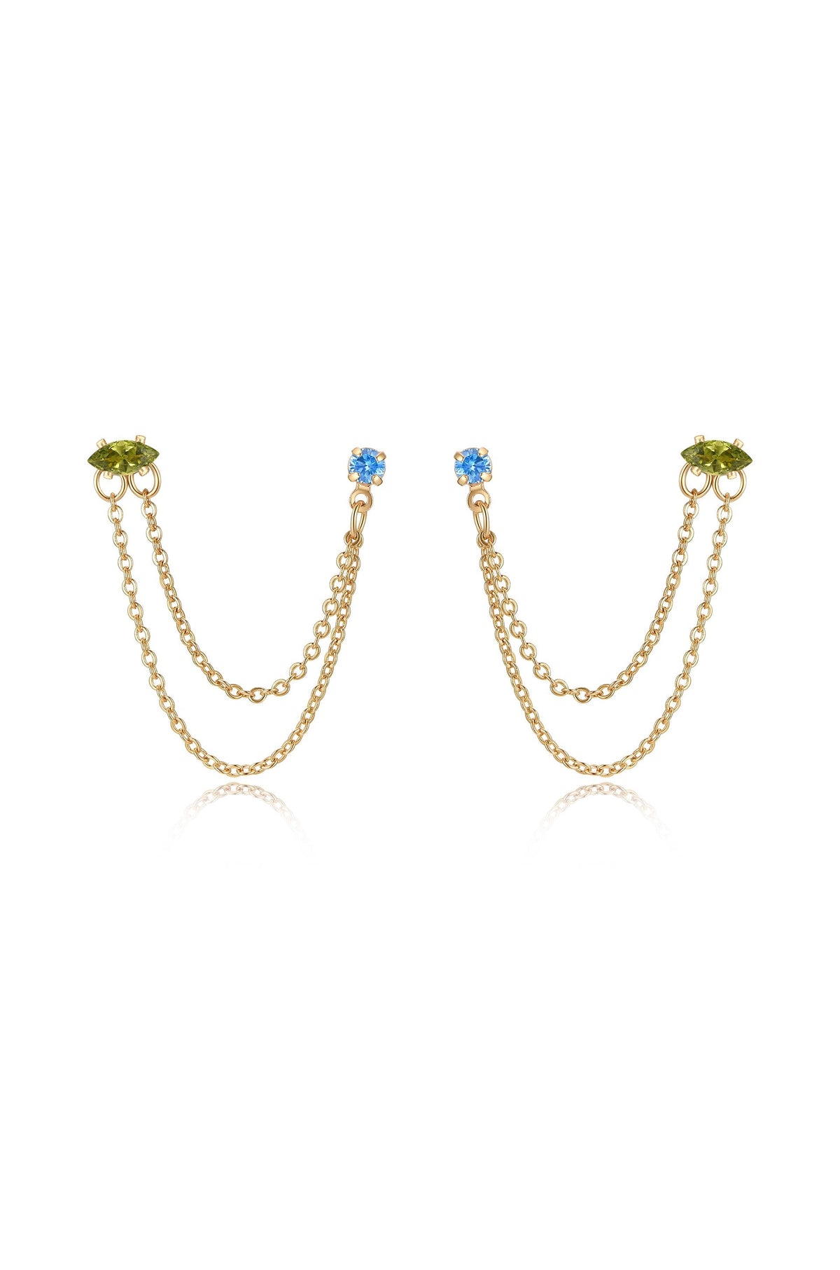 Double Piercing Chain Dangle Earrings