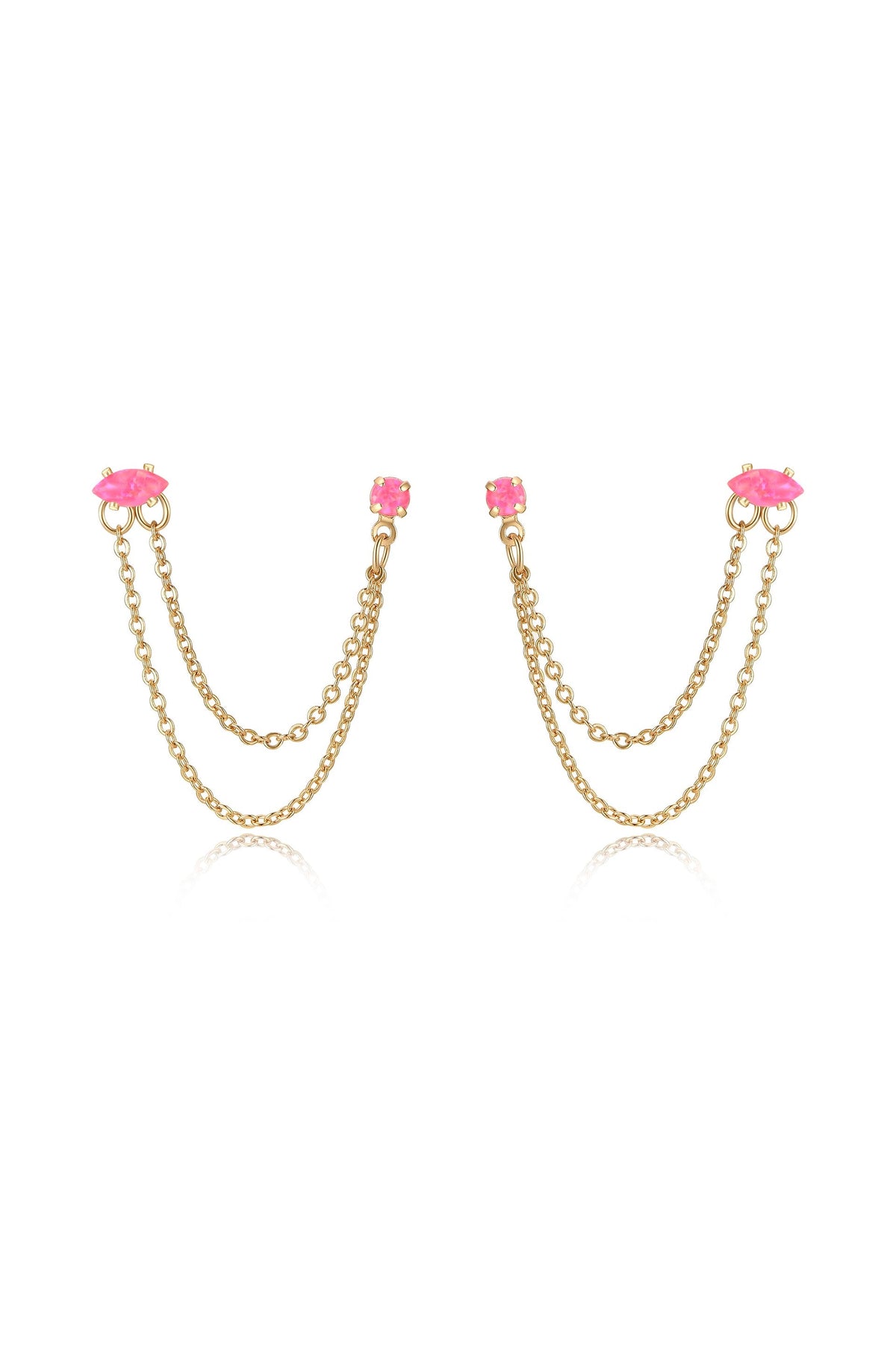 Double Piercing Chain Dangle Earrings
