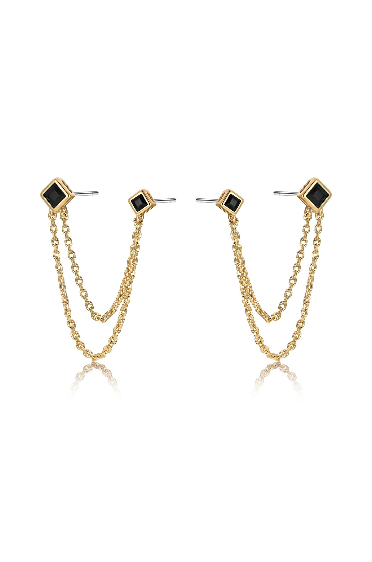 Double Piercing Diamond Shape Earrings