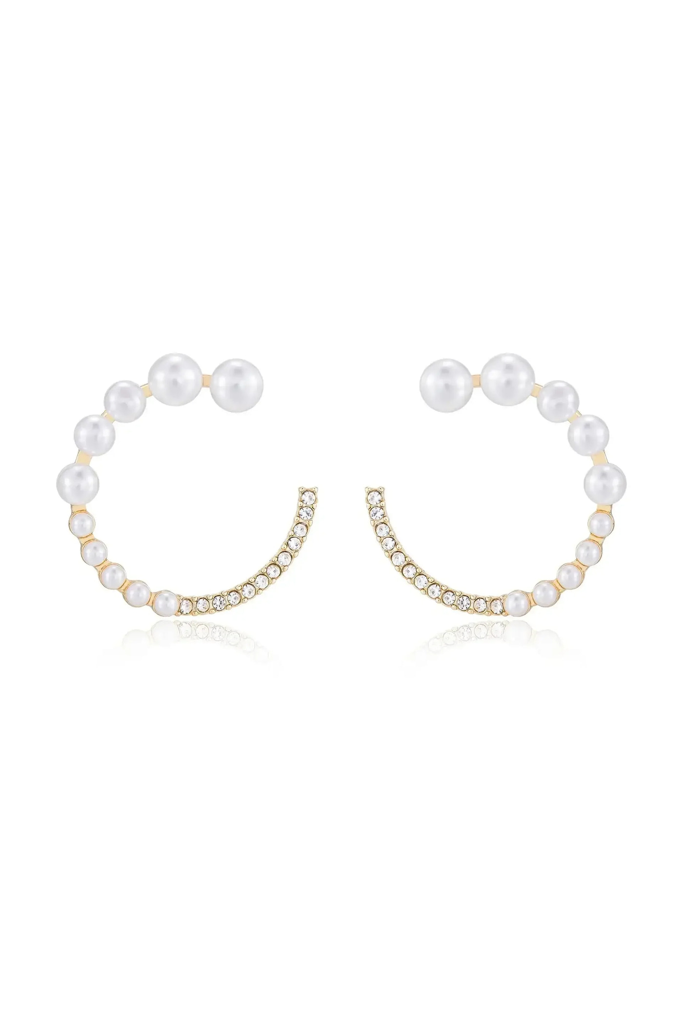Chic Pearl And Crystal Open Circle Earrings