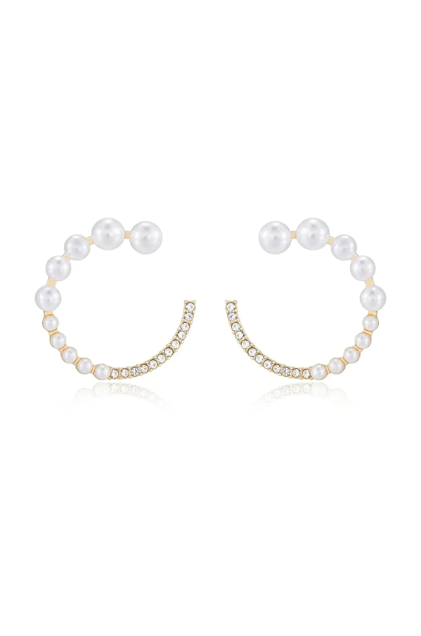 Chic Pearl And Crystal Open Circle Earrings
