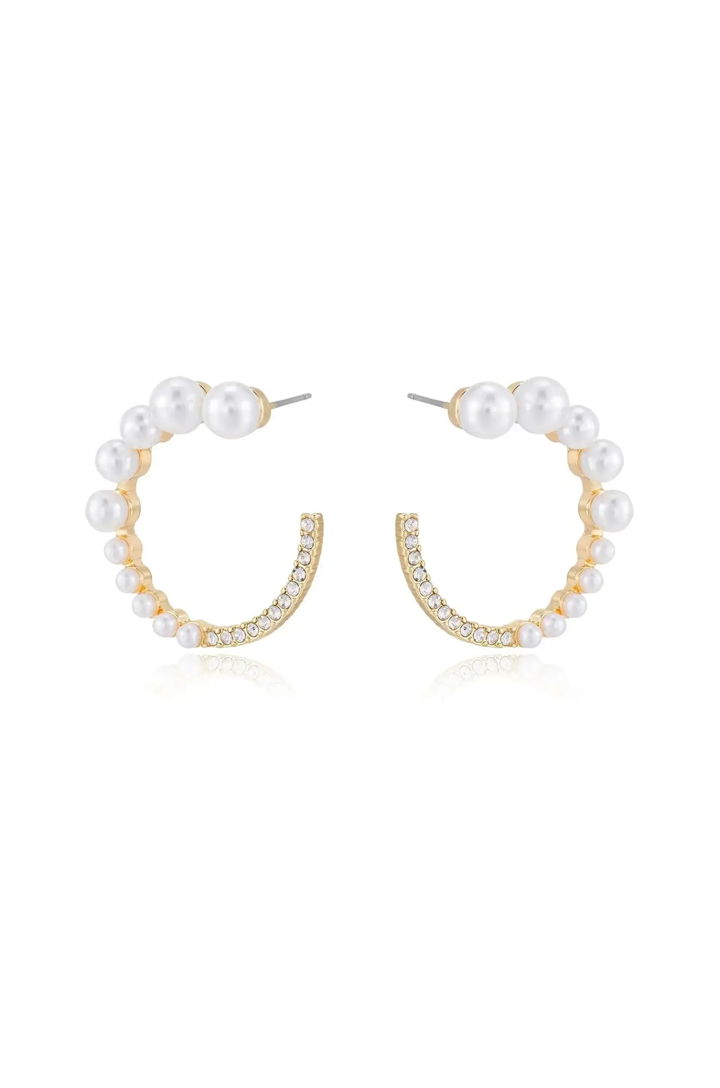 Chic Pearl And Crystal Open Circle Earrings