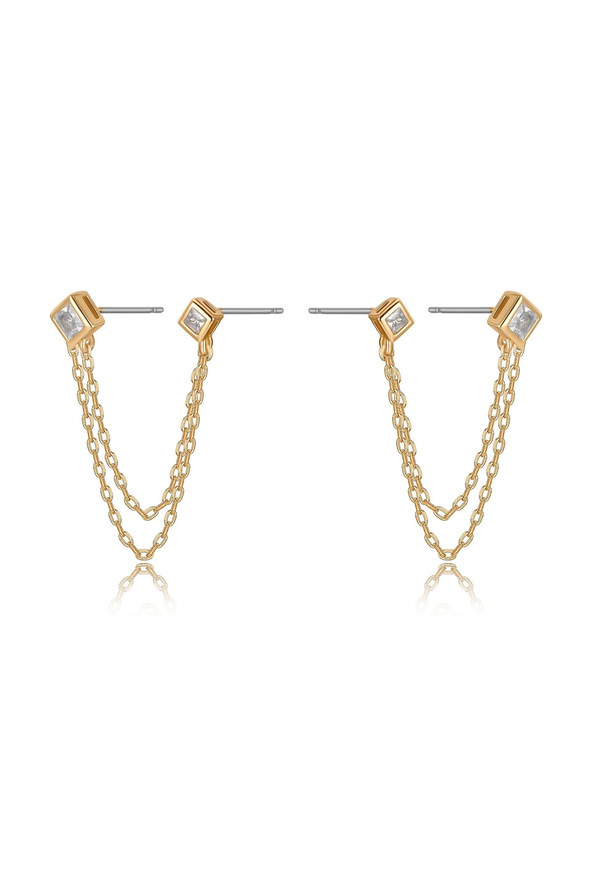 Double Piercing Diamond Shape Earrings