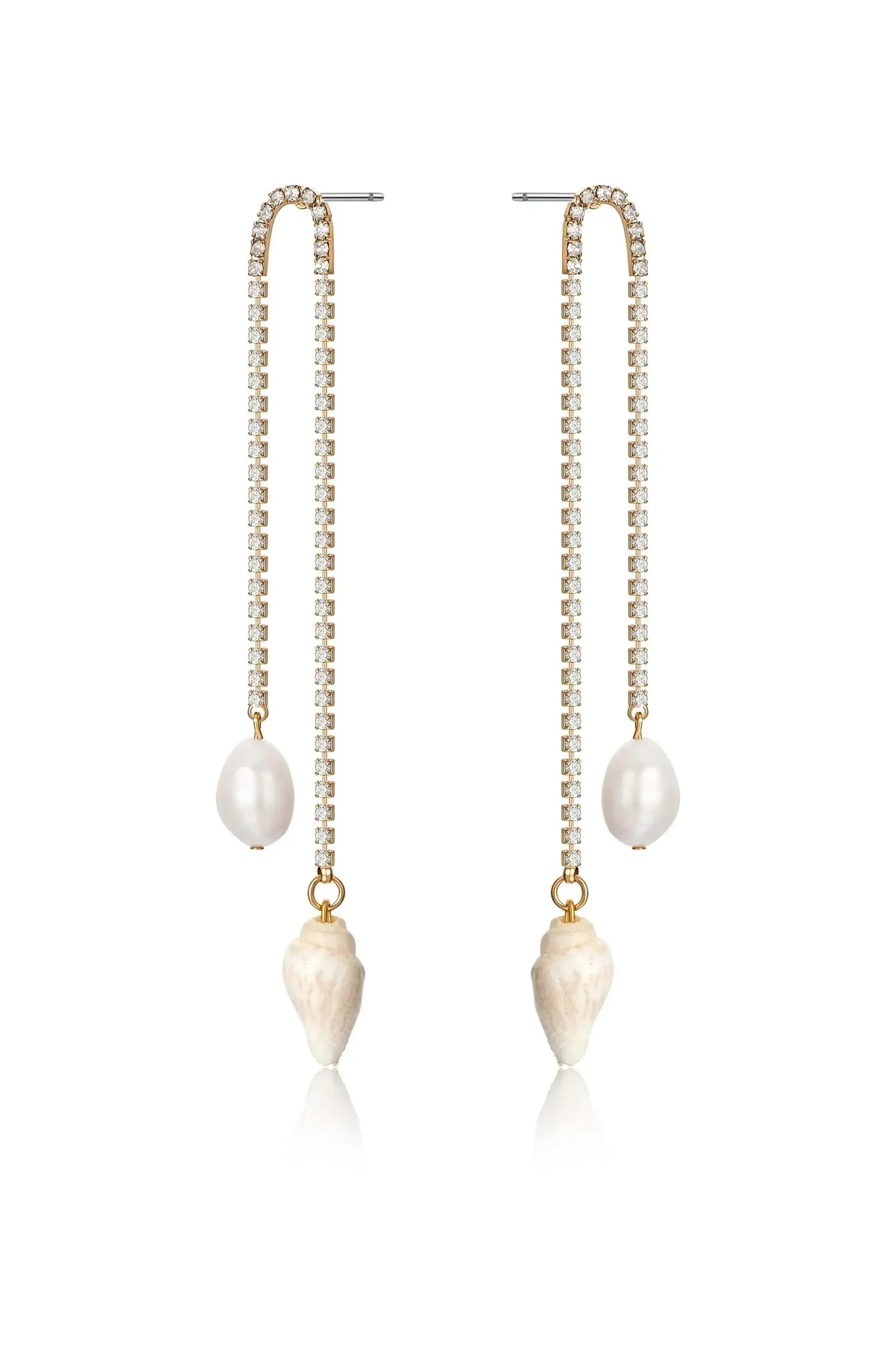 Balanced Shell and Pearl Earrings