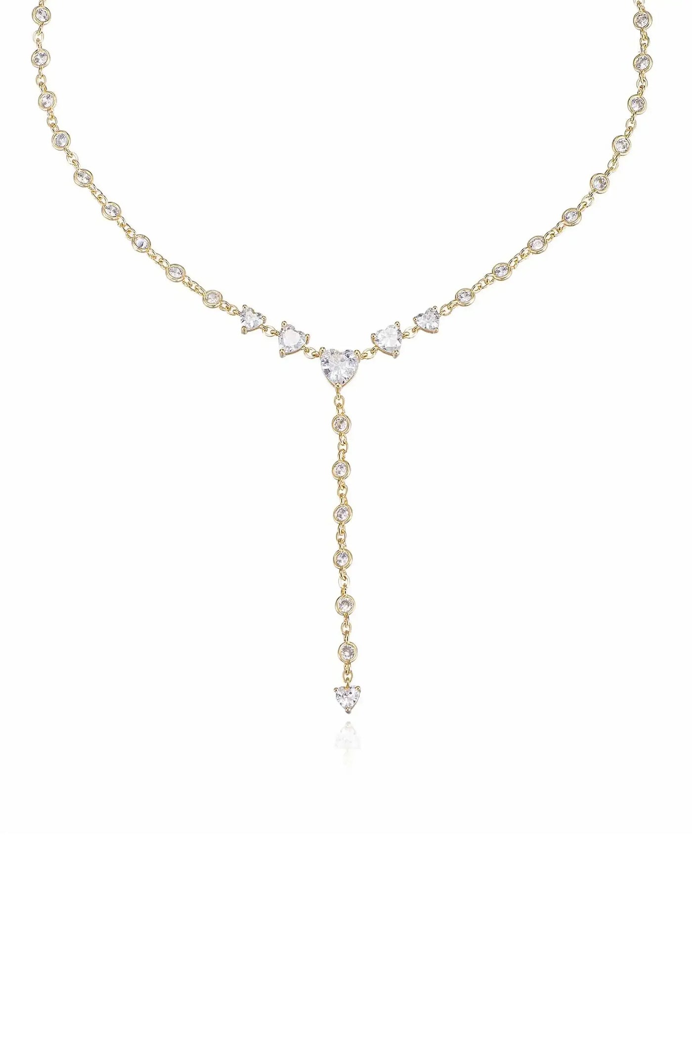 Queen of Hearts Crystal Lariat Necklace