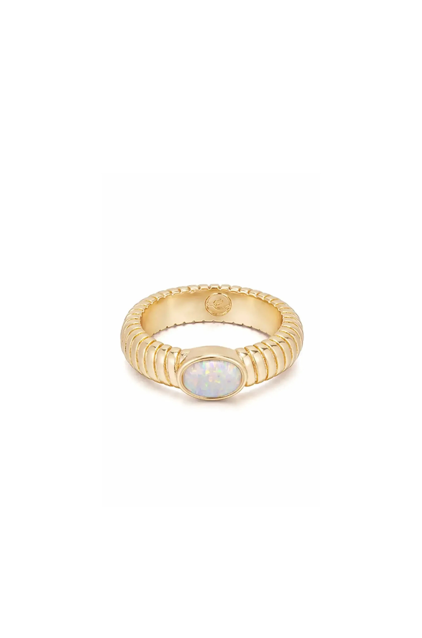 Opal Flex Ribbed Ring