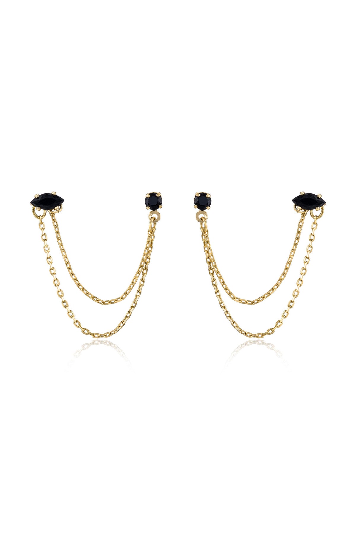 Double Piercing Chain Dangle Earrings