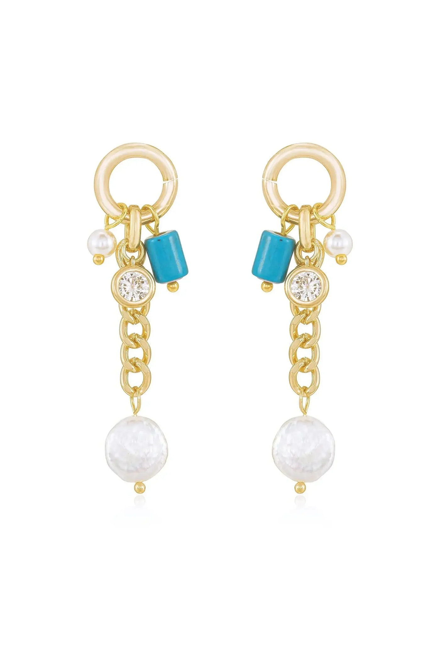 Pearl and Charm Dangle Earrings