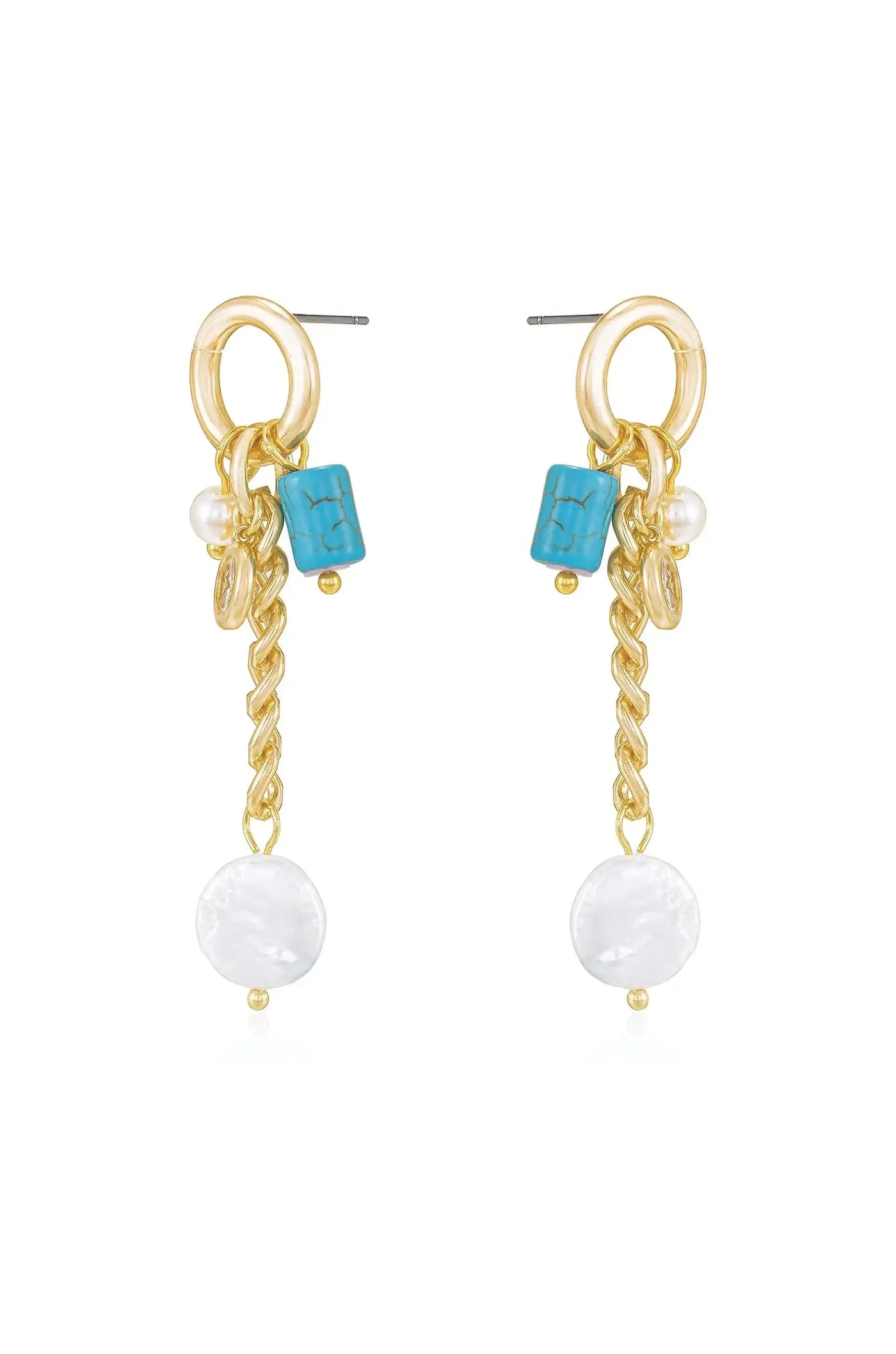 Pearl and Charm Dangle Earrings
