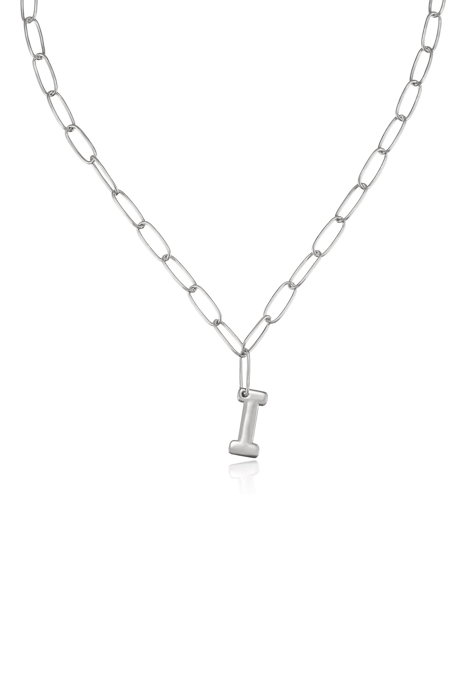 Paperclip Link Initial Necklace | Lady Black Tie