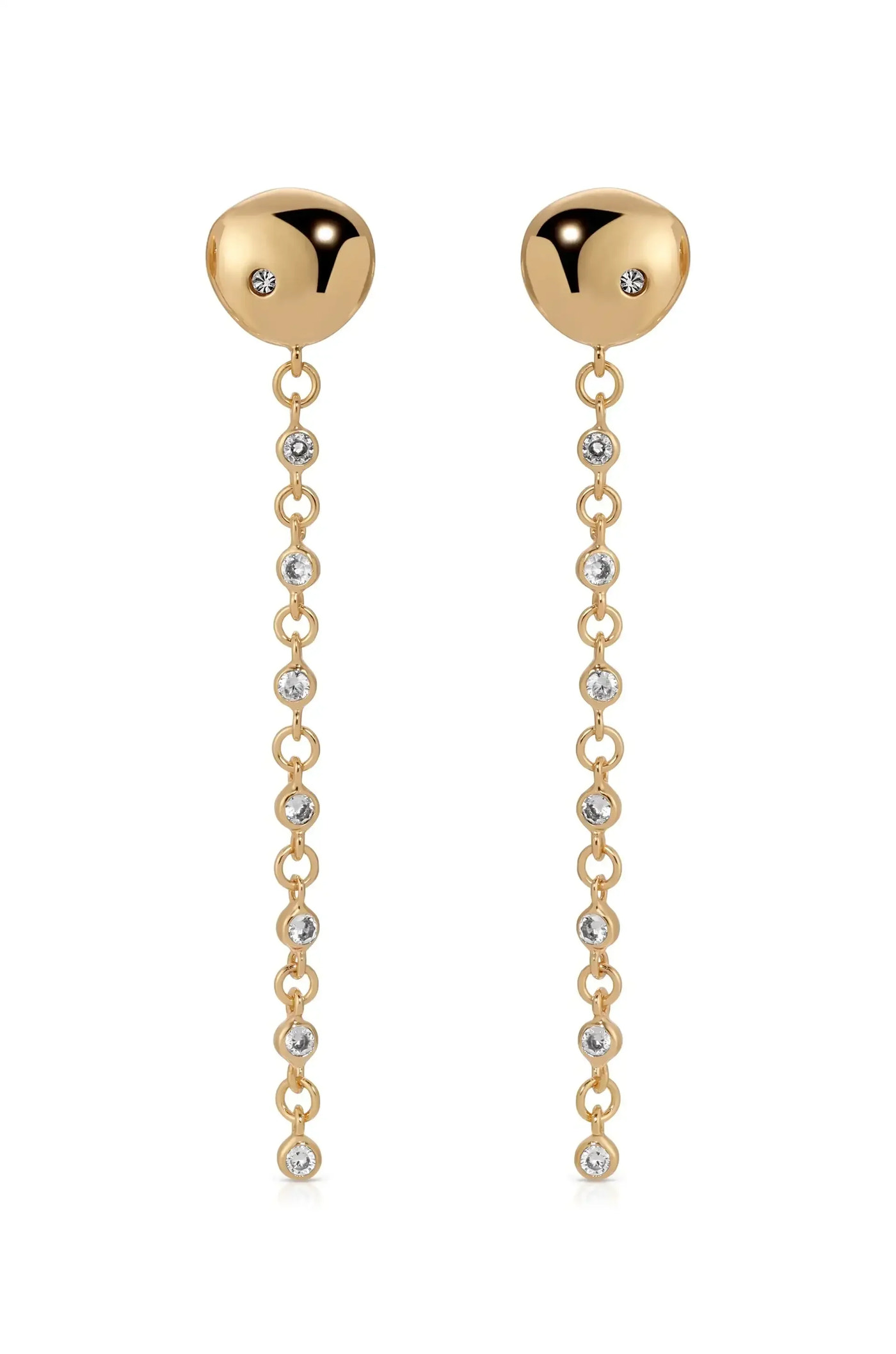 Polished Pebble Linear Chain Earrings