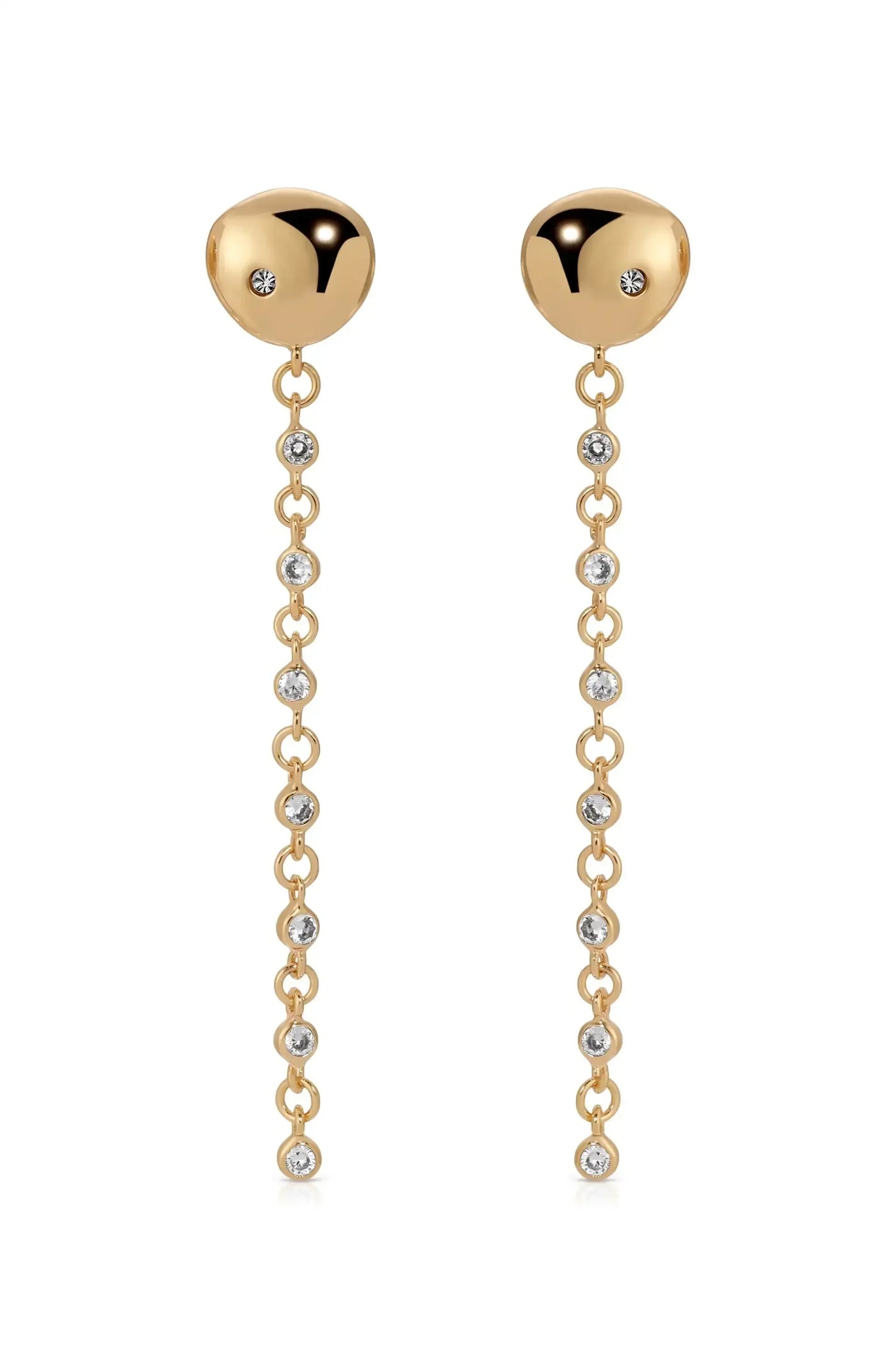 Polished Pebble Linear Chain Earrings