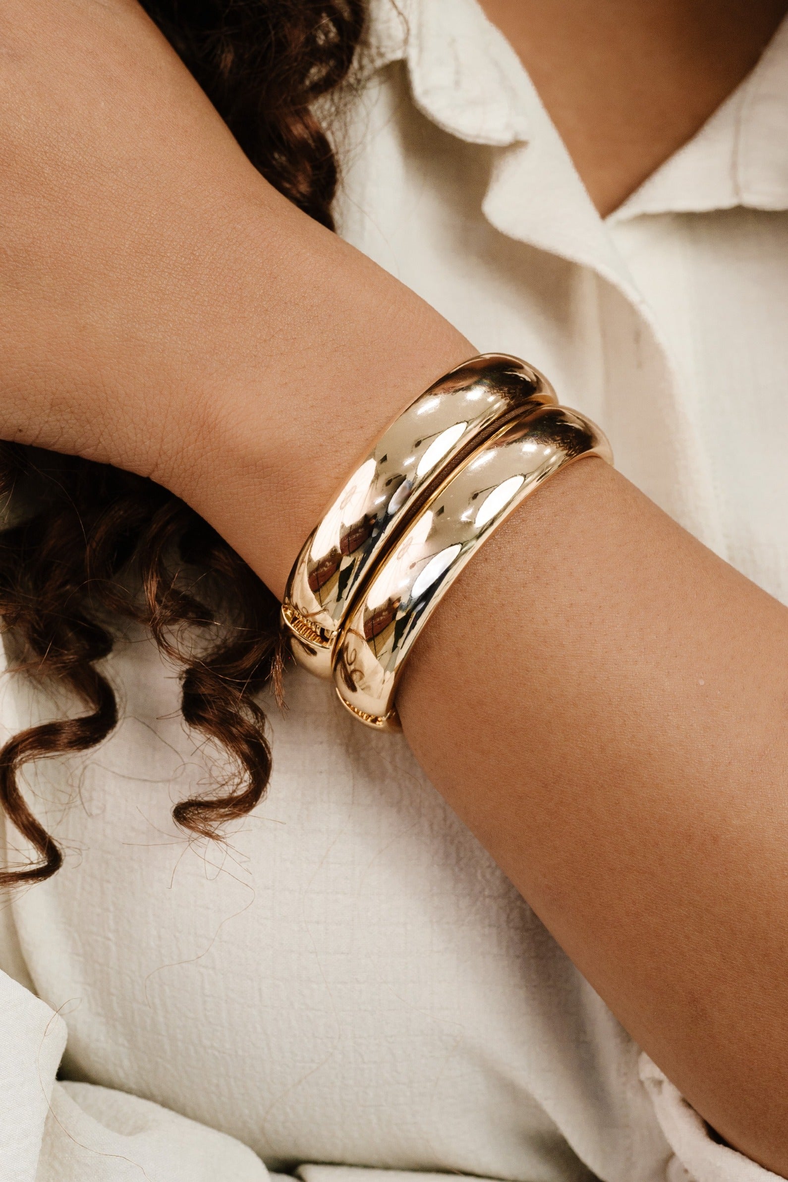 Ettika Simple Stack Bangle Set Silver Plated