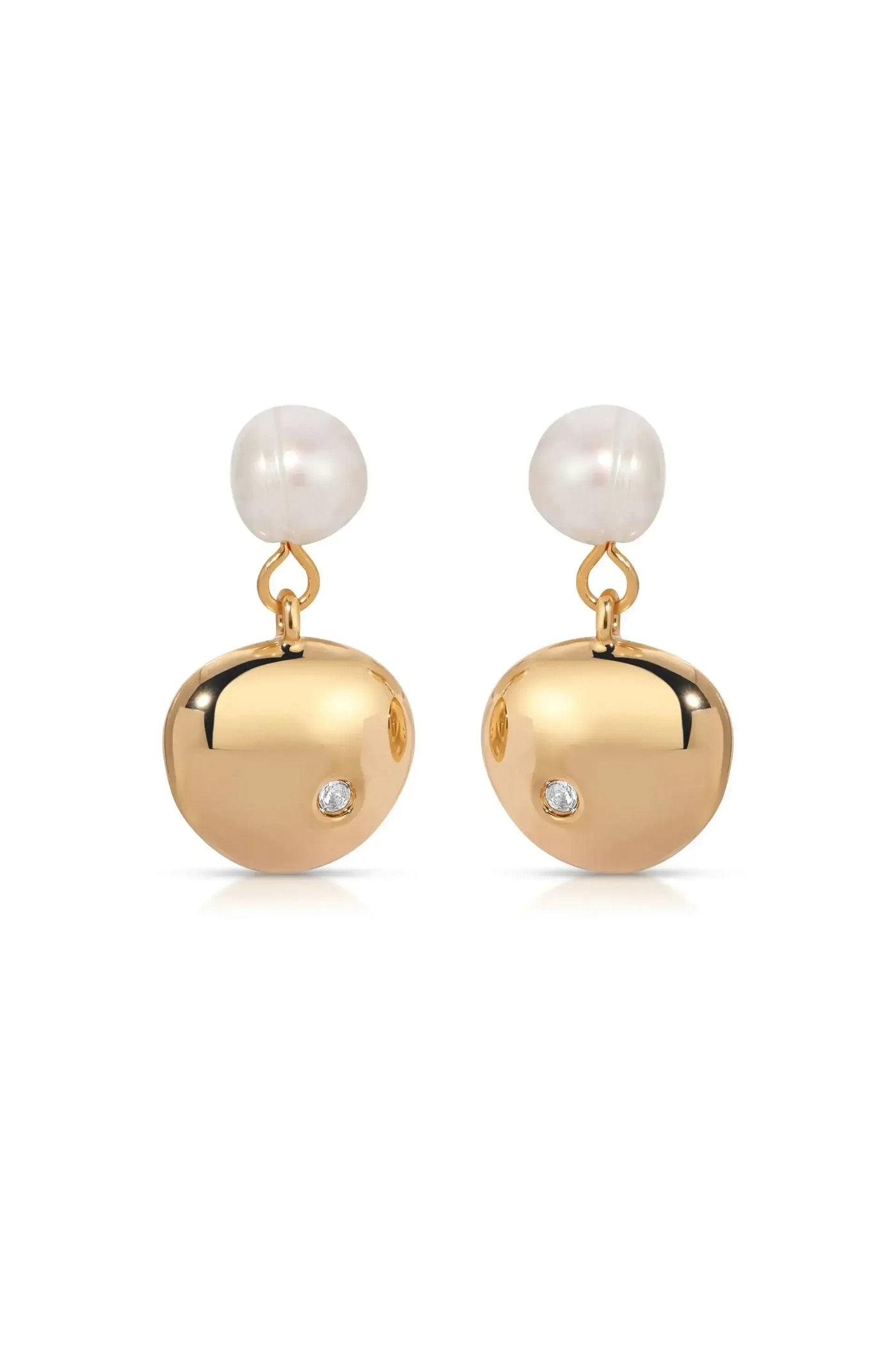 Small Pebble and Pearl Dangle Earrings