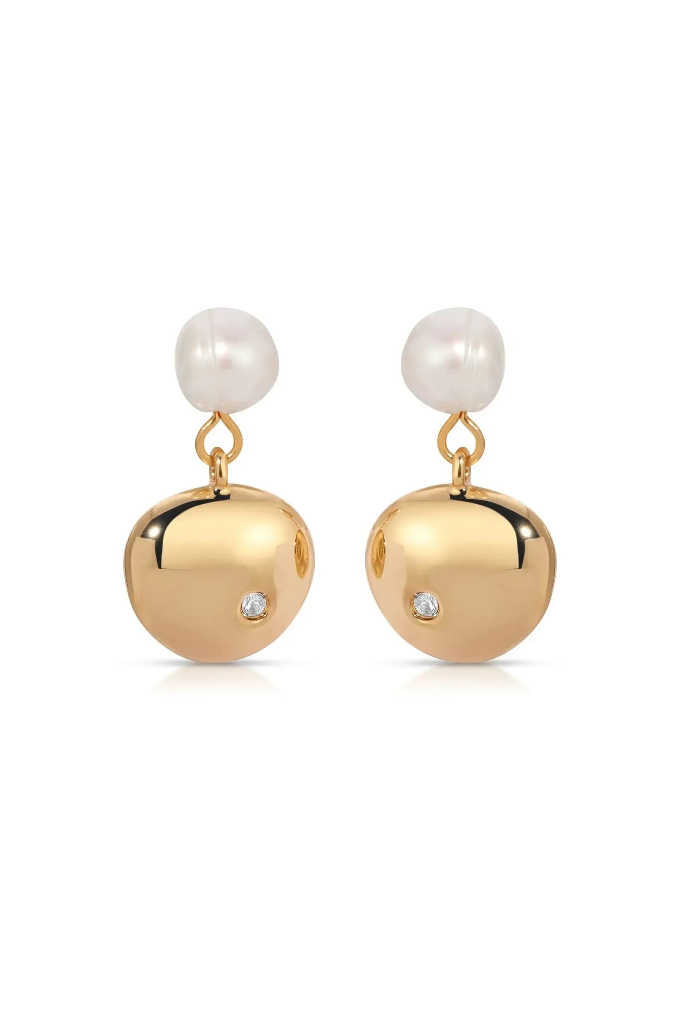 Small Pebble and Pearl Dangle Earrings