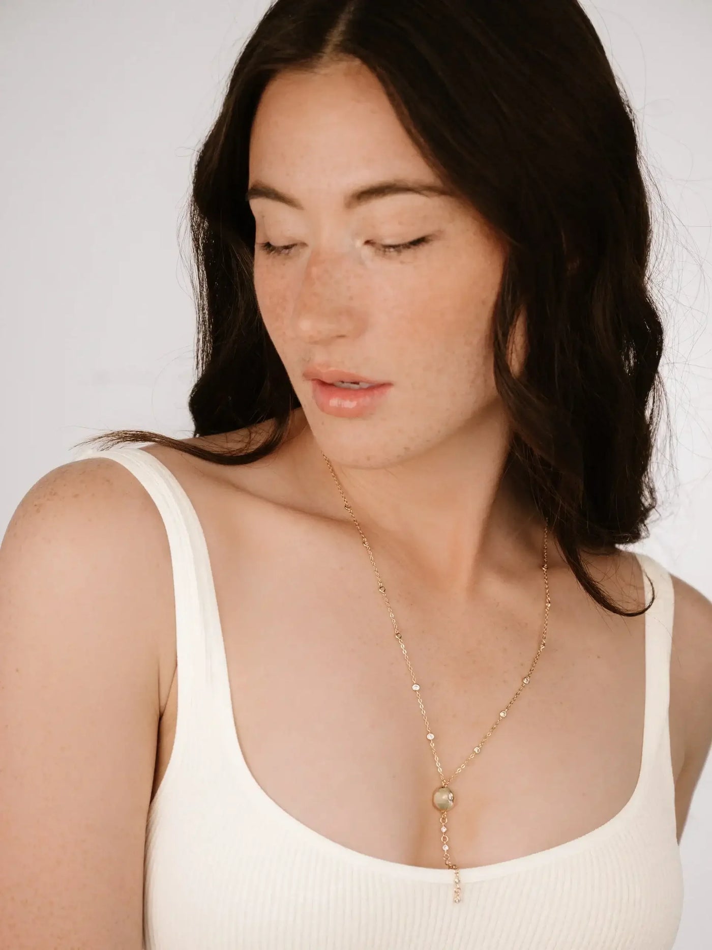 Polished Pebble Crystal Chain Lariat