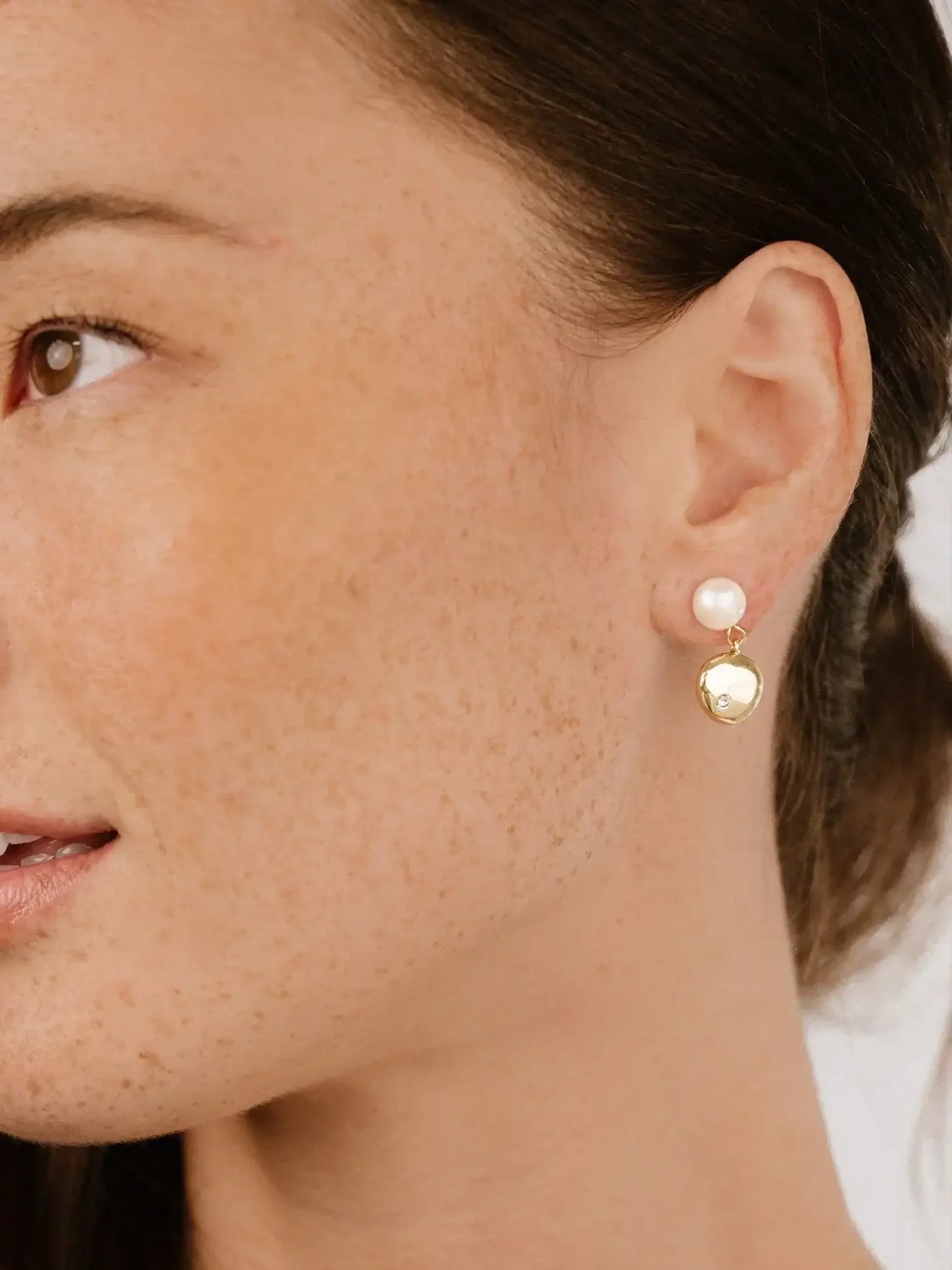 Small Pebble and Pearl Dangle Earrings