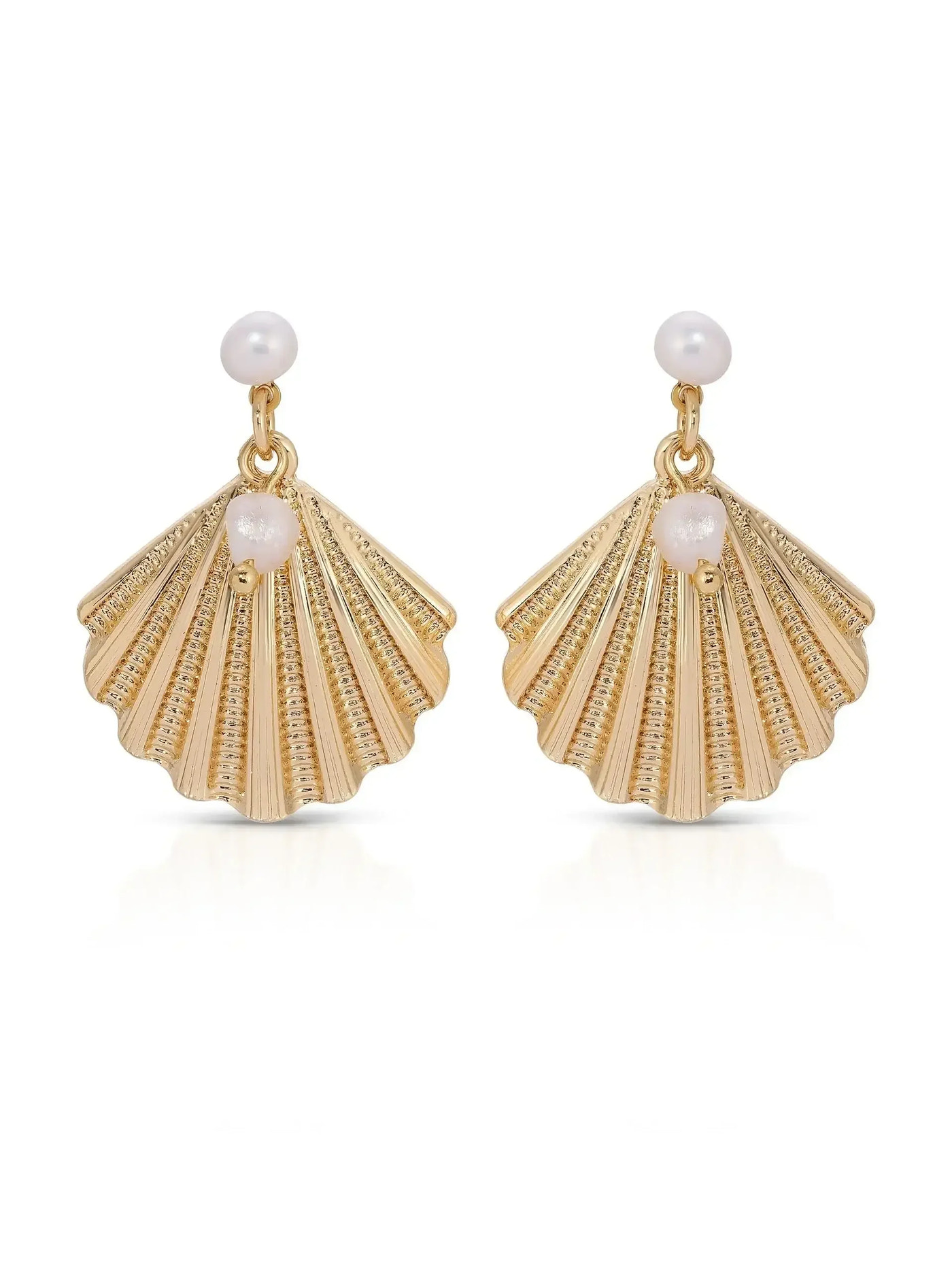Scallop Shell and Pearl Earrings