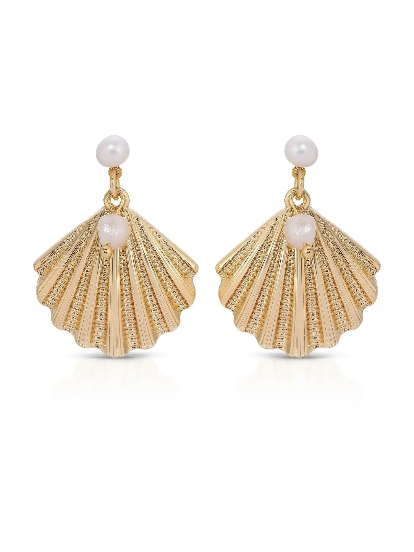 Scallop Shell and Pearl Earrings