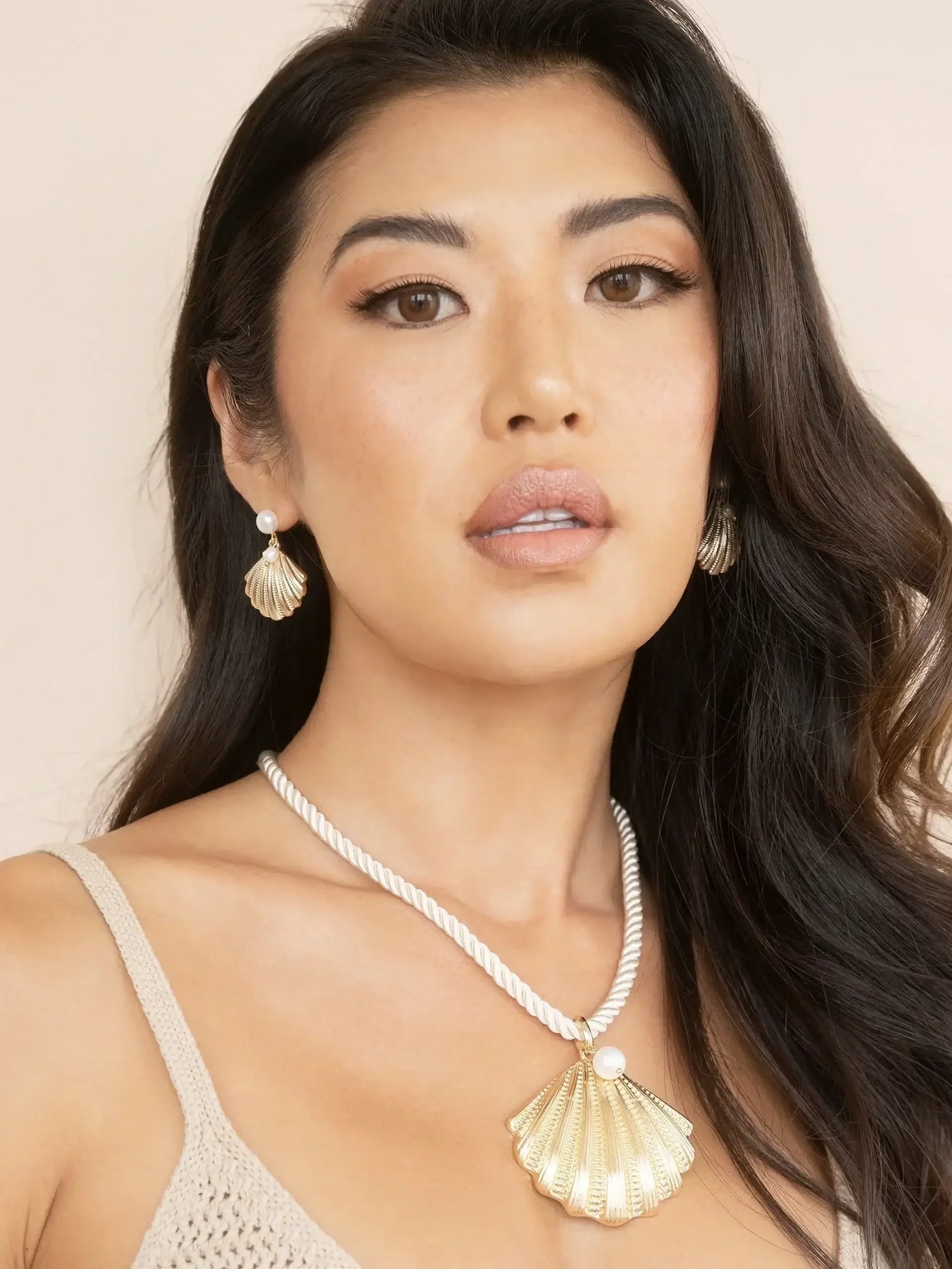 Scallop Shell and Pearl Earrings