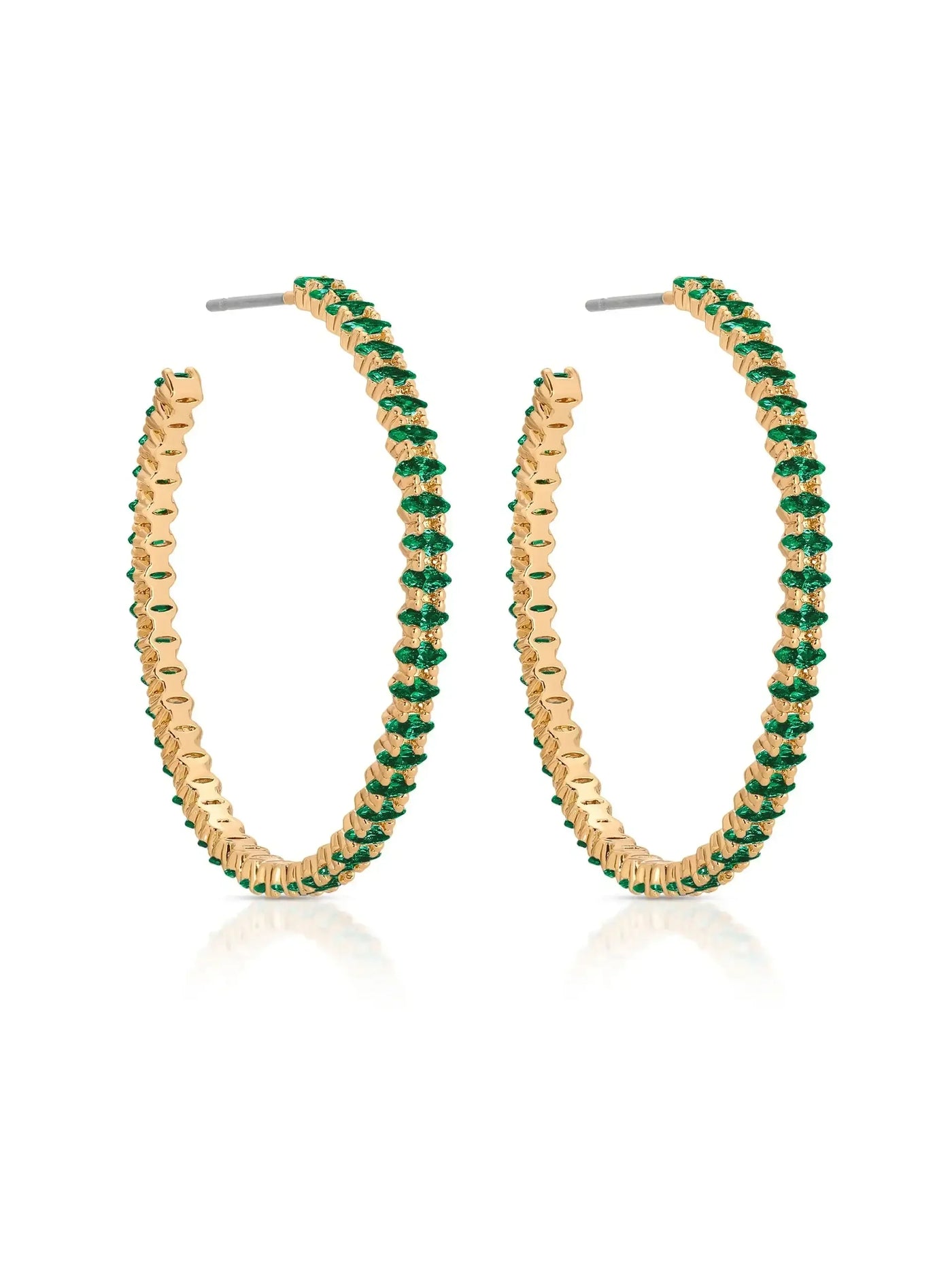 Emerald Crystal Marquise Hoops
