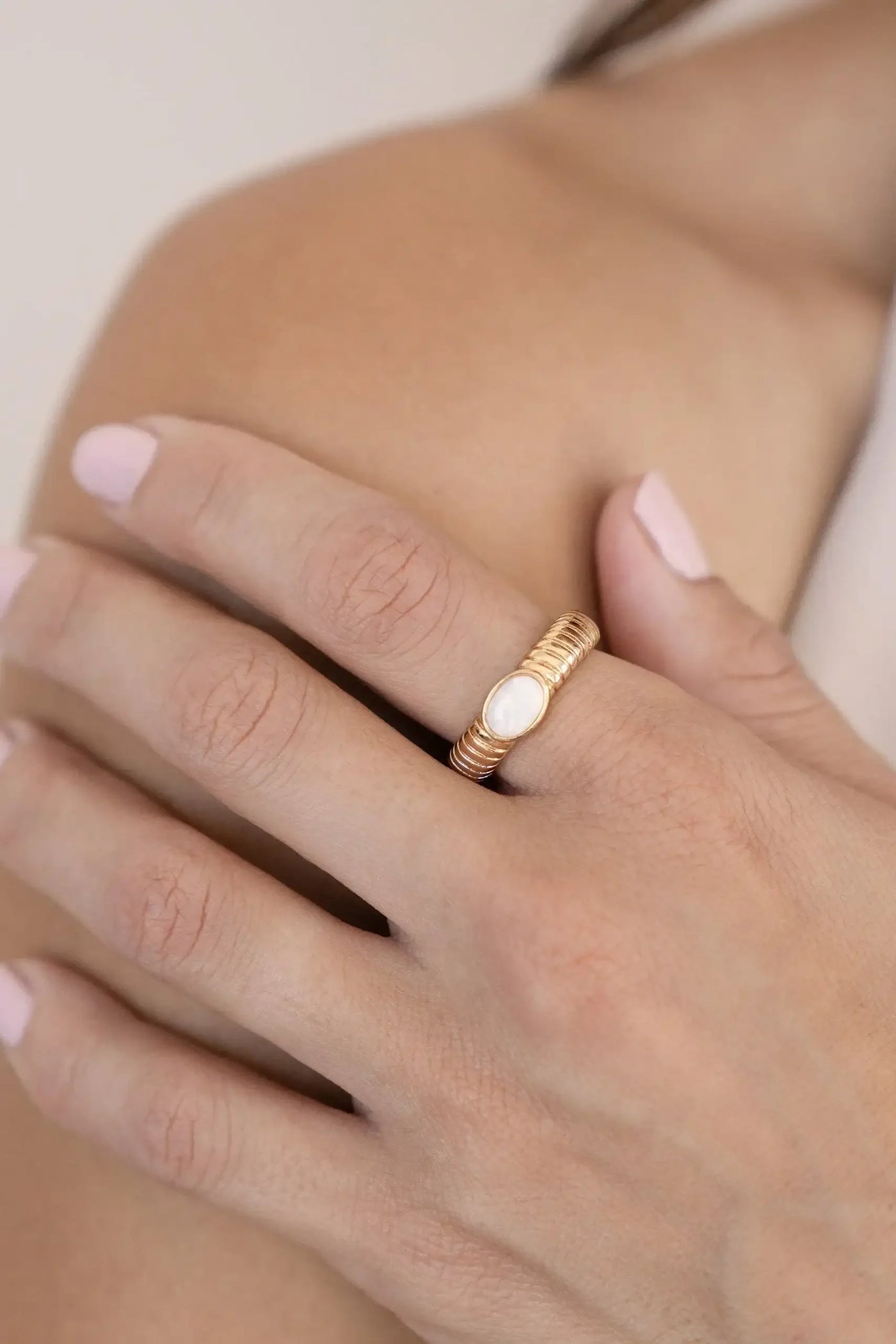 Opal Flex Ribbed Ring