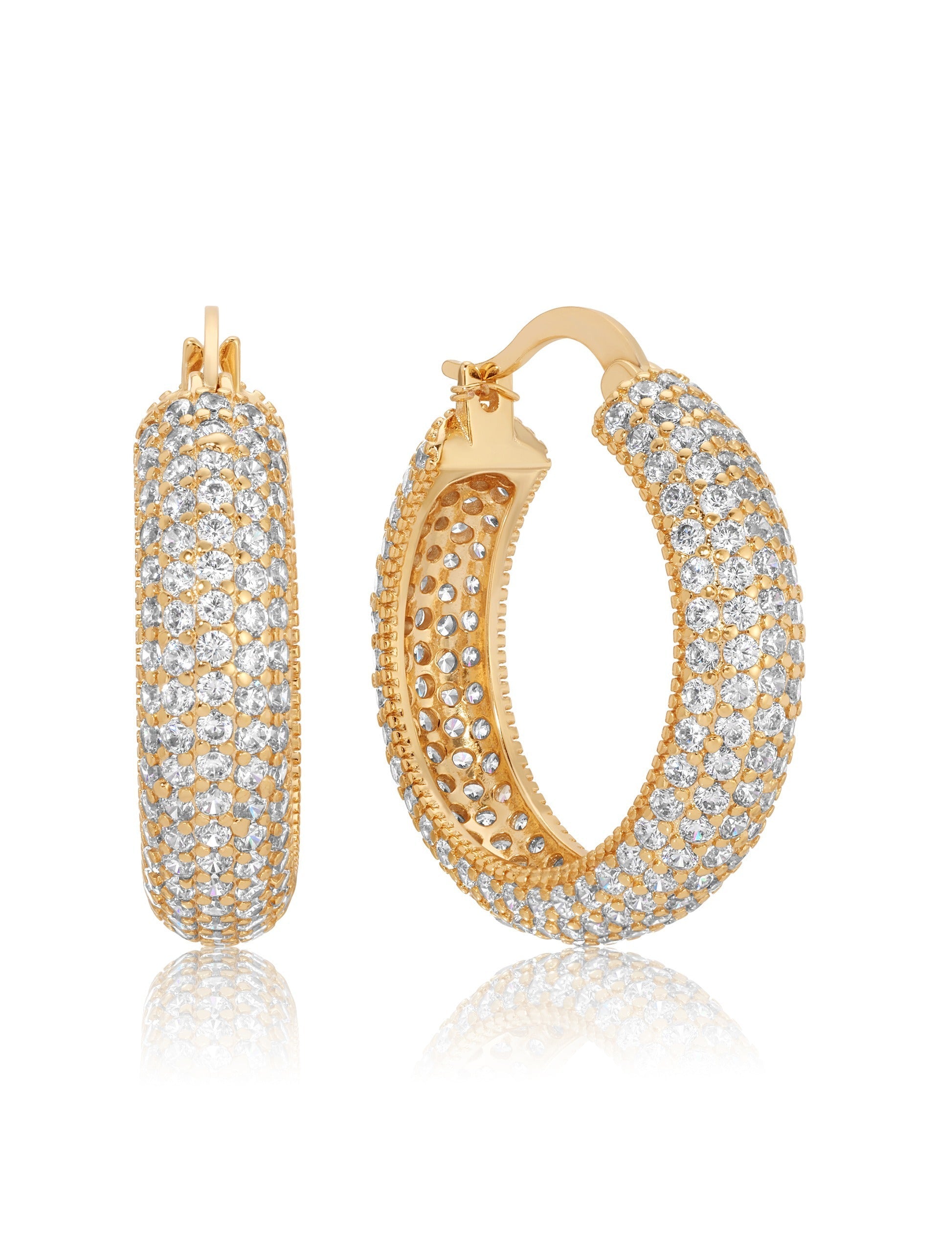 Sparkle Bits Mini Crystal Hoops Clear Crystal with 18k Gold Plating One Size