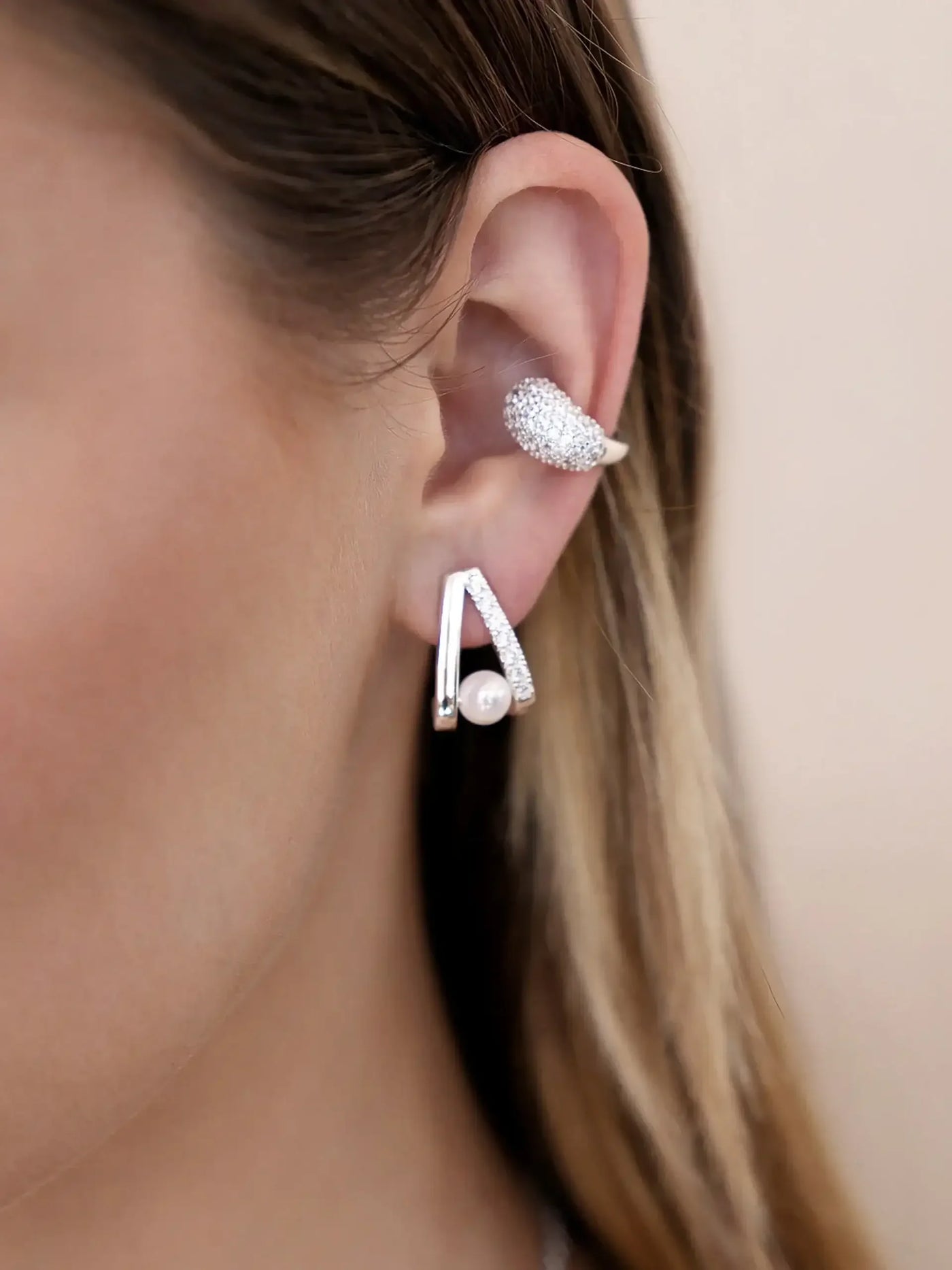 Pavé and Pearl Earrings