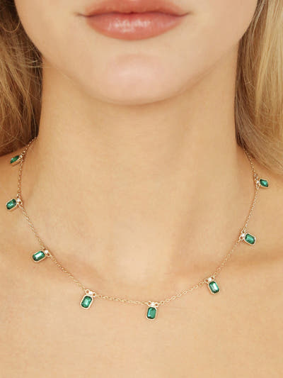 Deco Crystal Charm Necklace