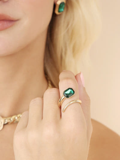 Deco Crystal Wrap Ring