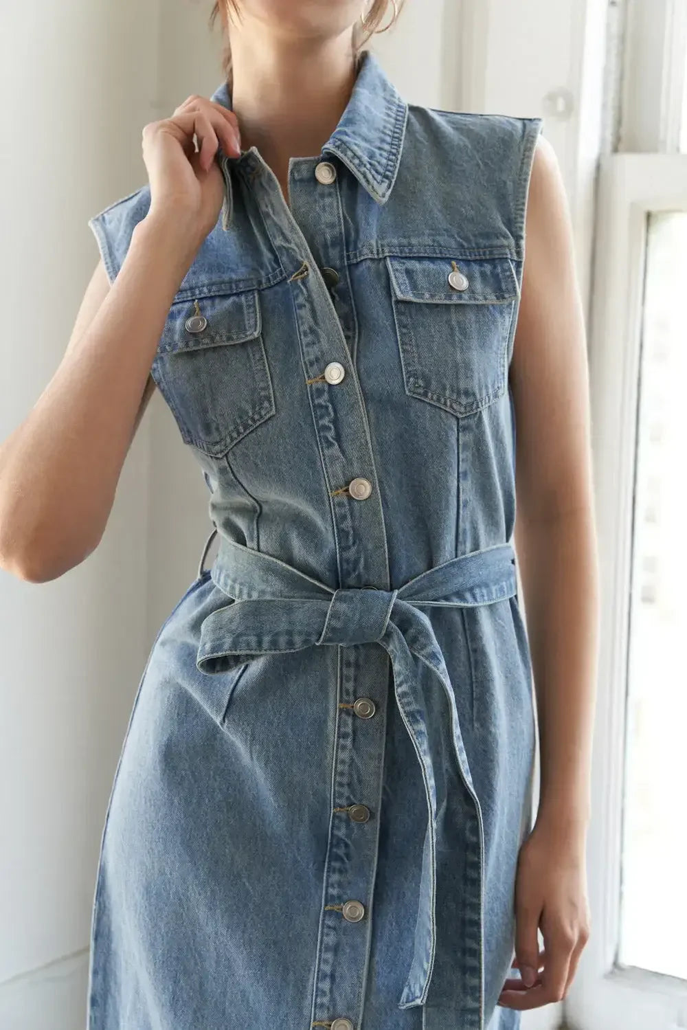 JUST FOLLOW ME - DENIM MIDI DRESS