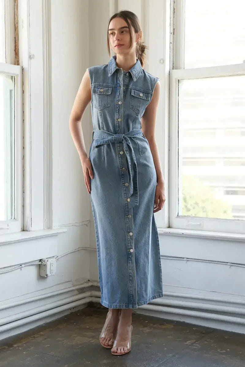 JUST FOLLOW ME - DENIM MIDI DRESS