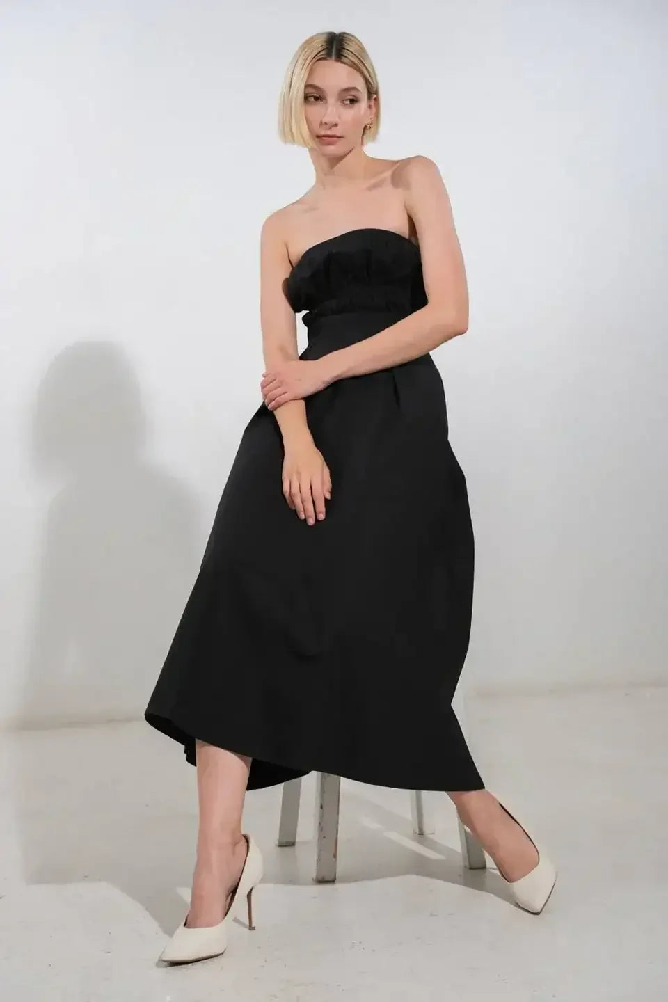 MYSTIC MIDI DRESS - STRAPLESS COTTON DRESS