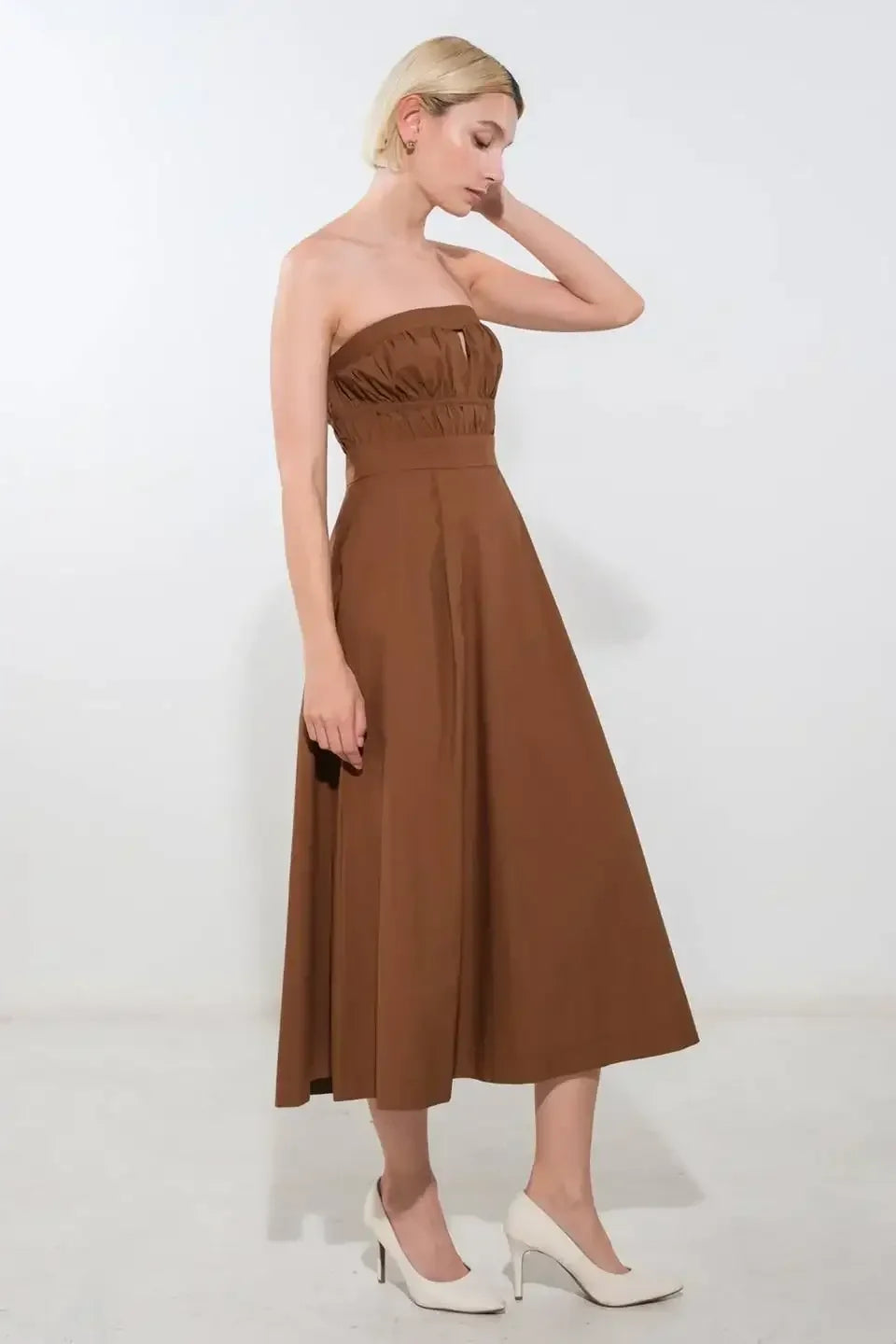 MYSTIC MIDI DRESS - STRAPLESS COTTON DRESS