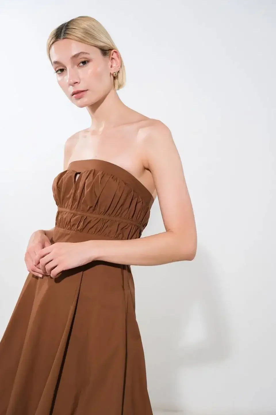 MYSTIC MIDI DRESS - STRAPLESS COTTON DRESS