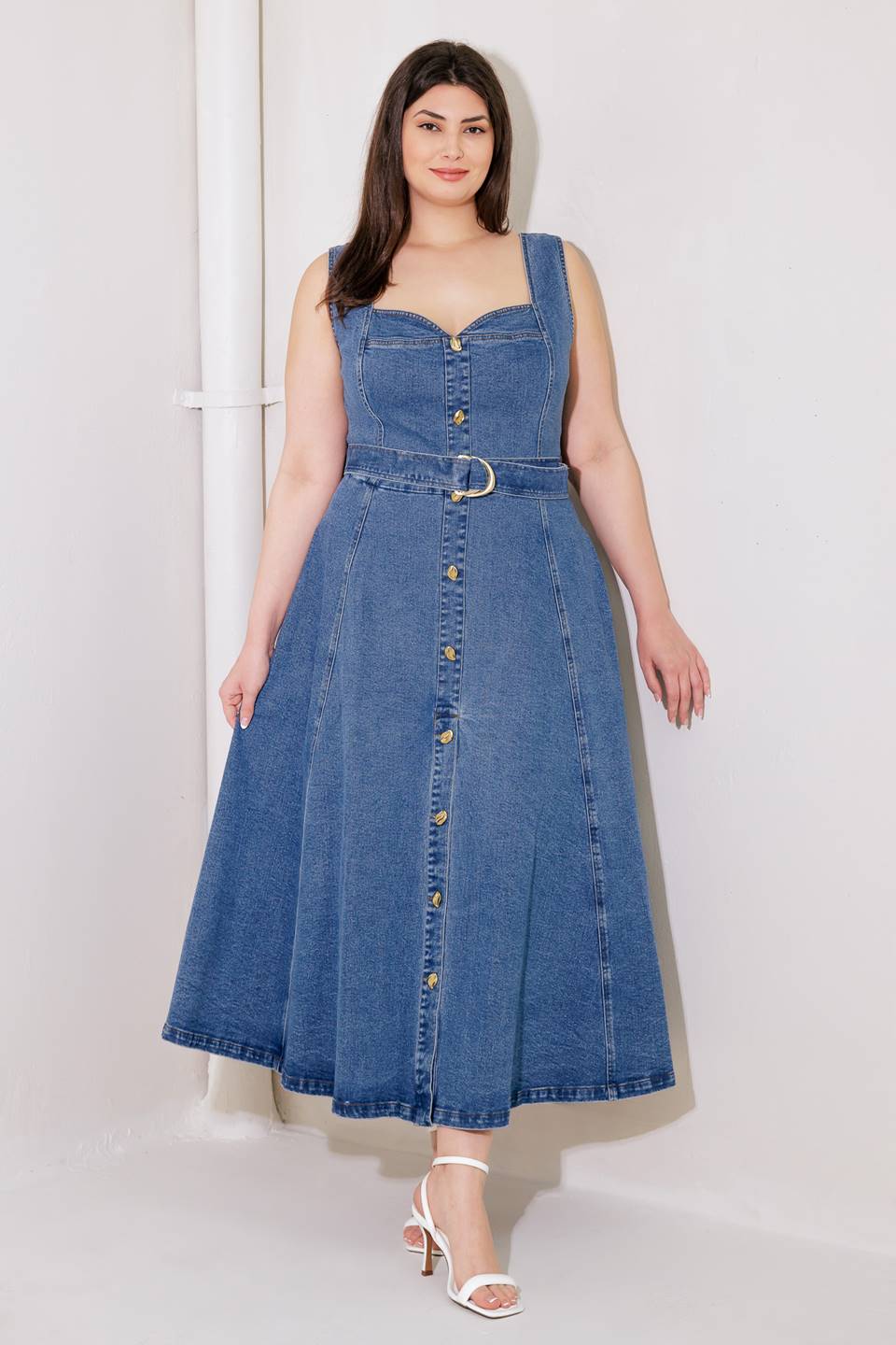 Lady Black Tie - Prettiest Behavior Denim Midi Dress - Size 2X Lady Black Tie - Prettiest Behavior Denim Midi Dress - Size 2X