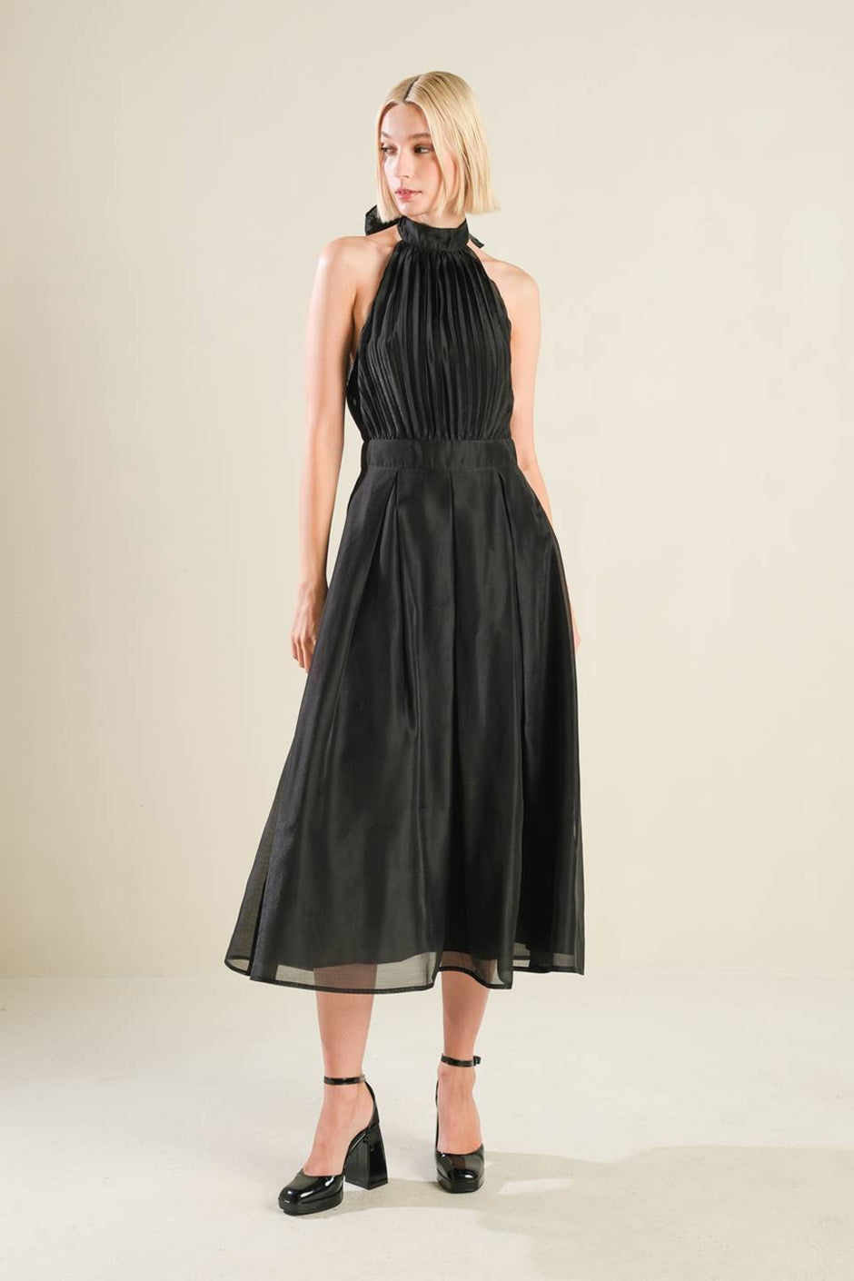 TIME AFTER TIME WOVEN MIDI DRESS