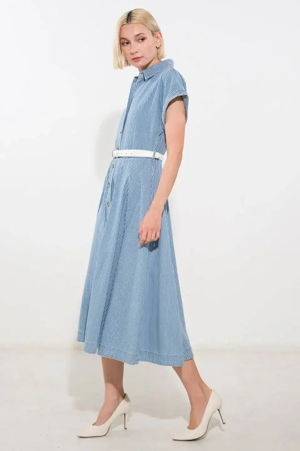 SOAK IN THE SUN DENIM MIDI DRESS