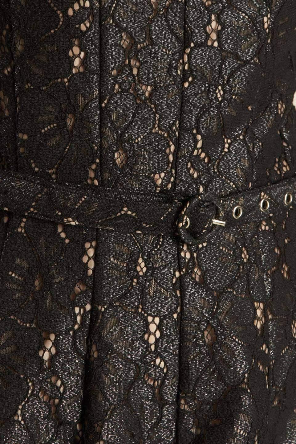 THE TRUTH IS STRAPLESS BLACK LACE MIDI DRESS