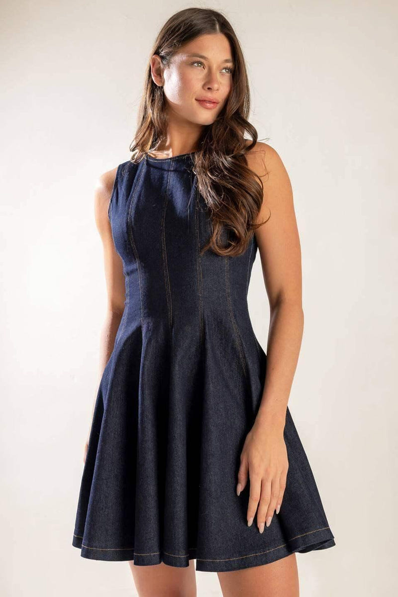 CLASSIC DARK DENIM MINI DRESS