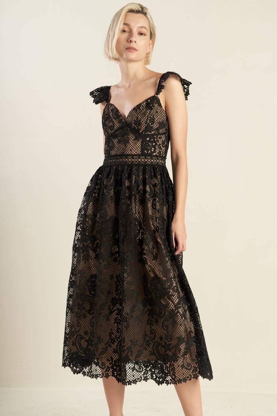 KNOW YOU BETTER LACE BLACK MIDI DRESS