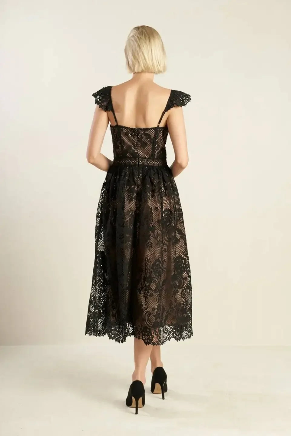 KNOW YOU BETTER LACE BLACK MIDI DRESS