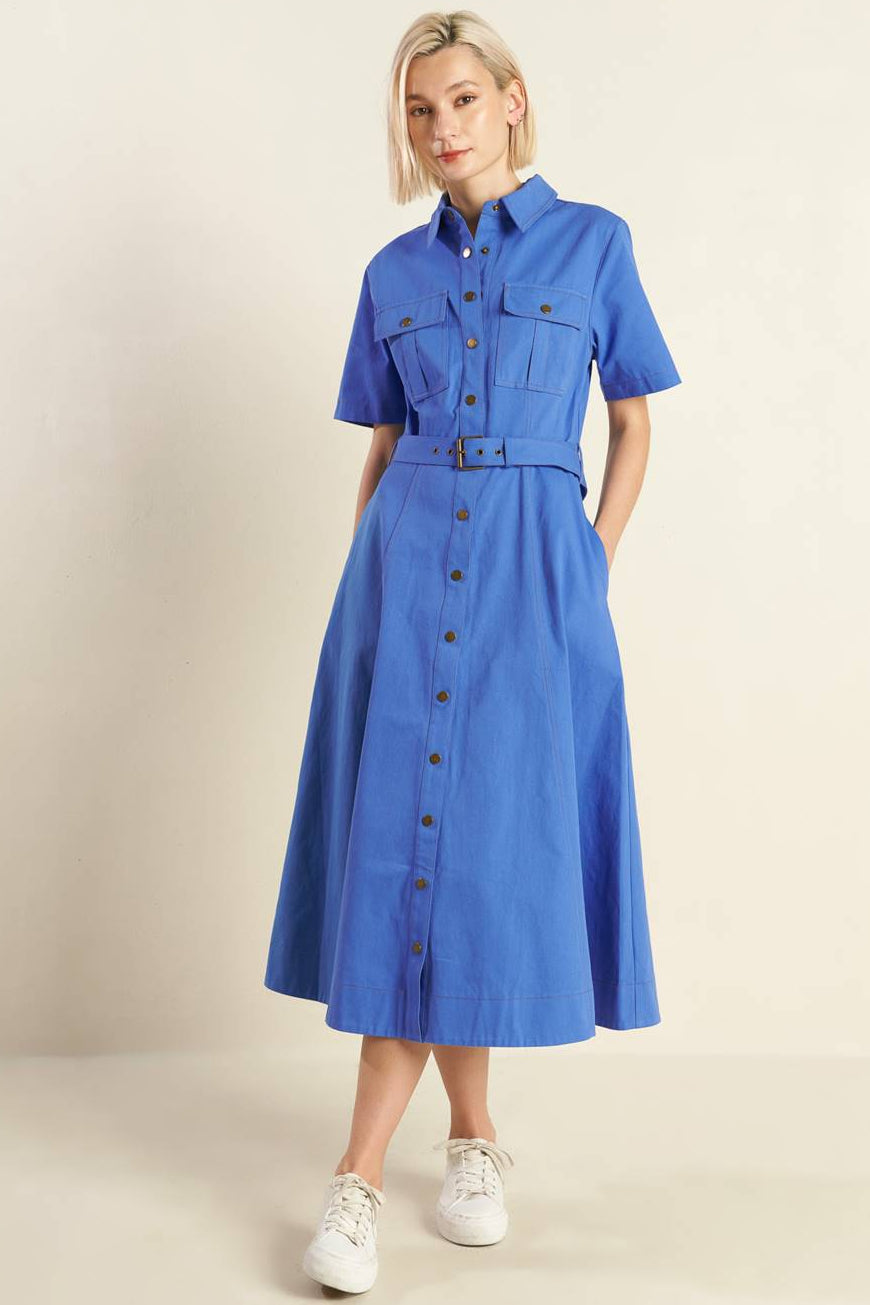 Lady Black Tie - The Essential Shirt Dress - Blue