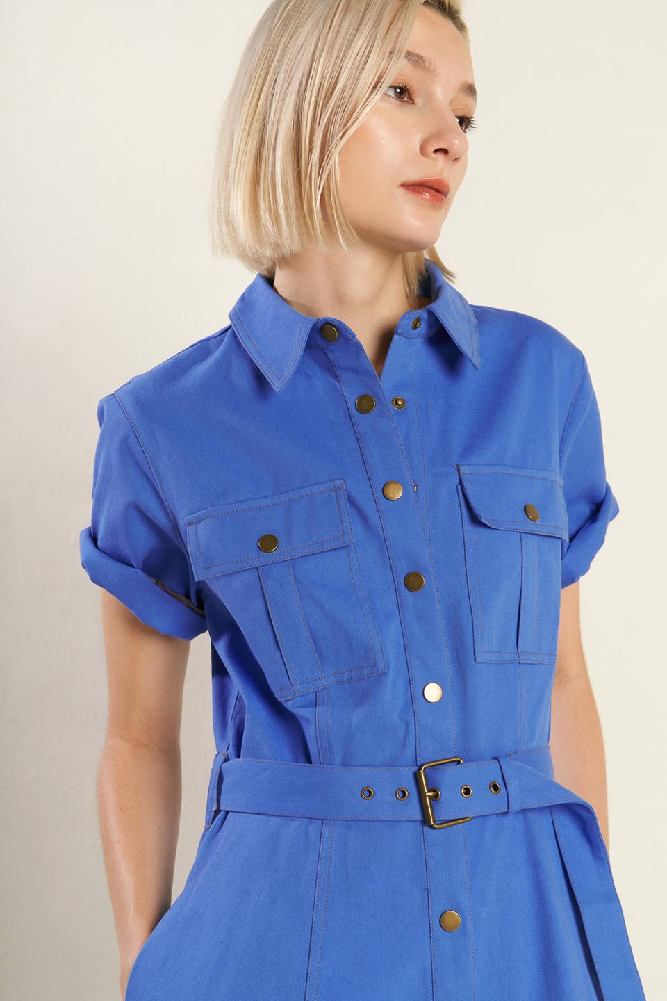 womens shirt dress sale Donna Karan Women's Short Sleeve Shirtdress - Natural