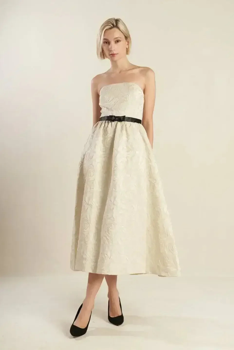 GET WHAT YOU NEED CHAMPAGNE MIDI DRESS